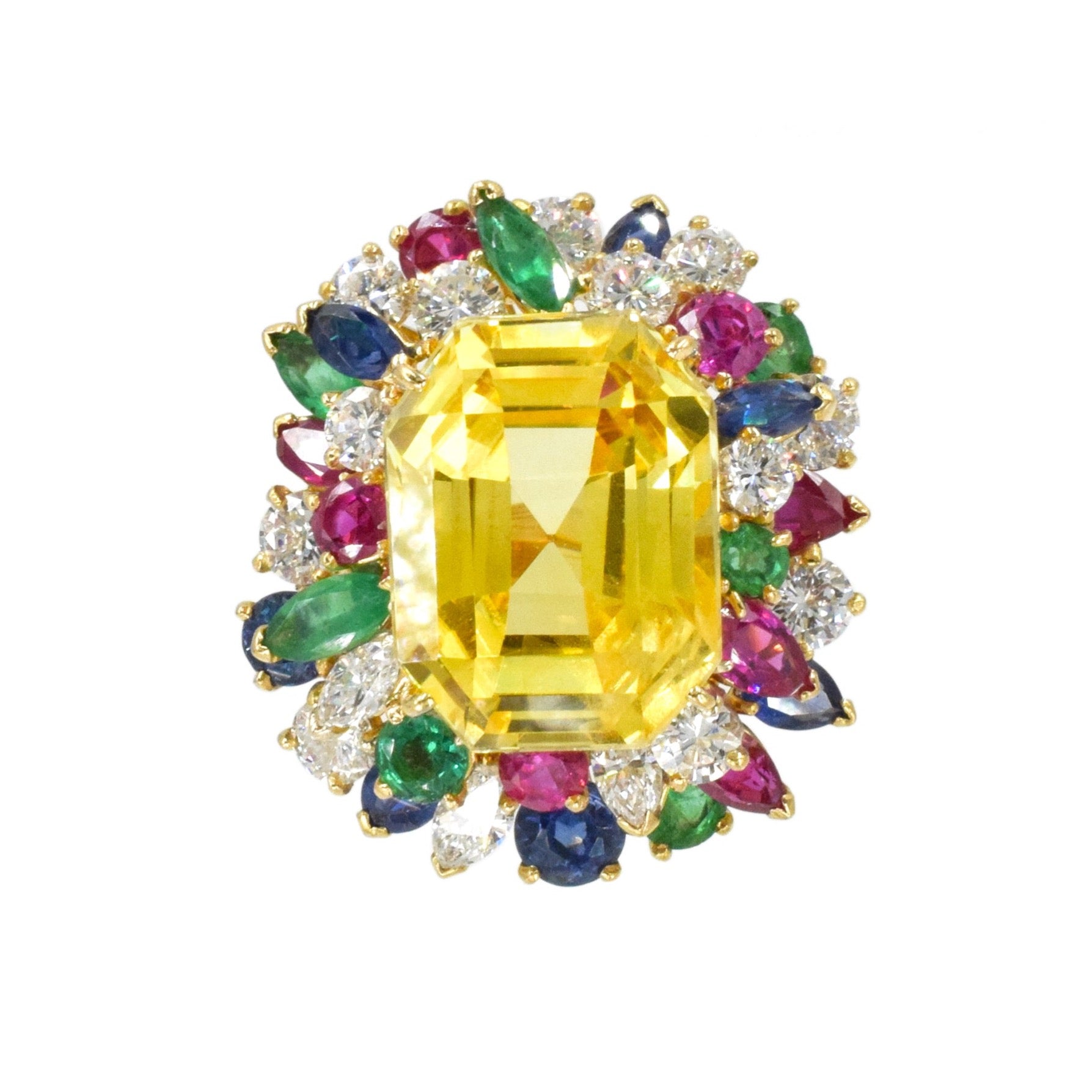 Oscar Heyman Yellow Sapphire & Diamonds Tutti Frutti Cocktail Ring