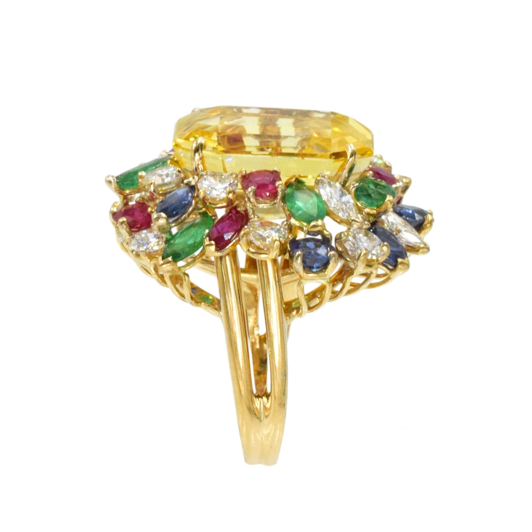 Oscar Heyman Yellow Sapphire & Diamonds Tutti Frutti Cocktail Ring