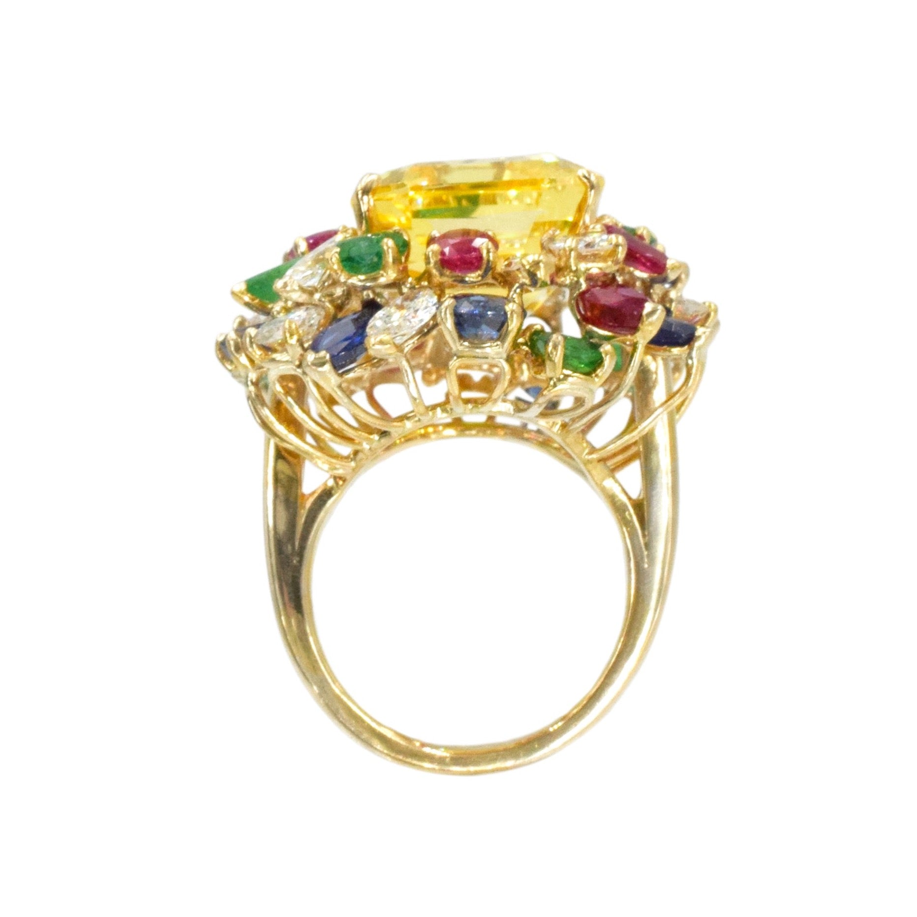 Oscar Heyman Yellow Sapphire & Diamonds Tutti Frutti Cocktail Ring