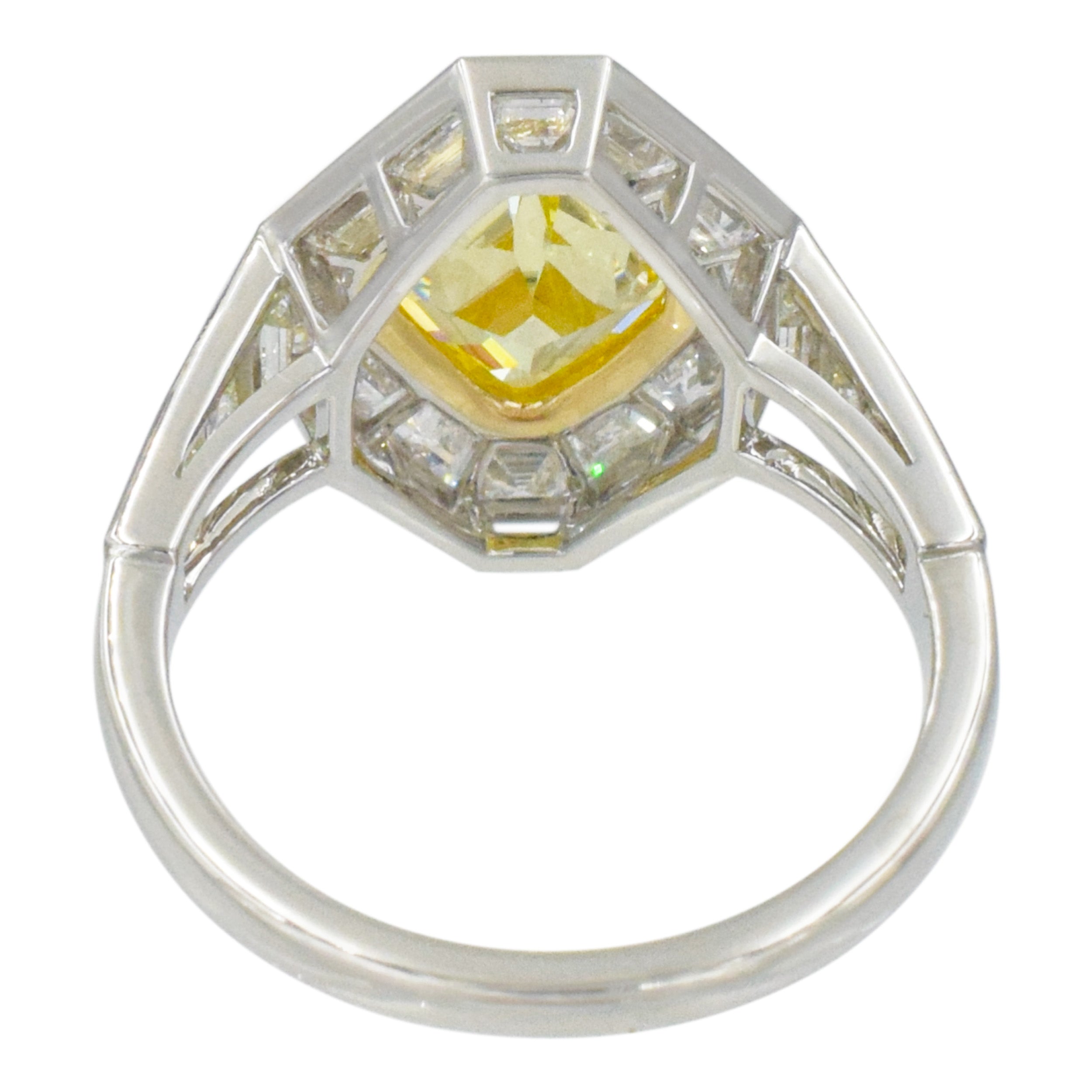 2.05ct Fancy Intense Yellow Diamond and White Diamond Ring