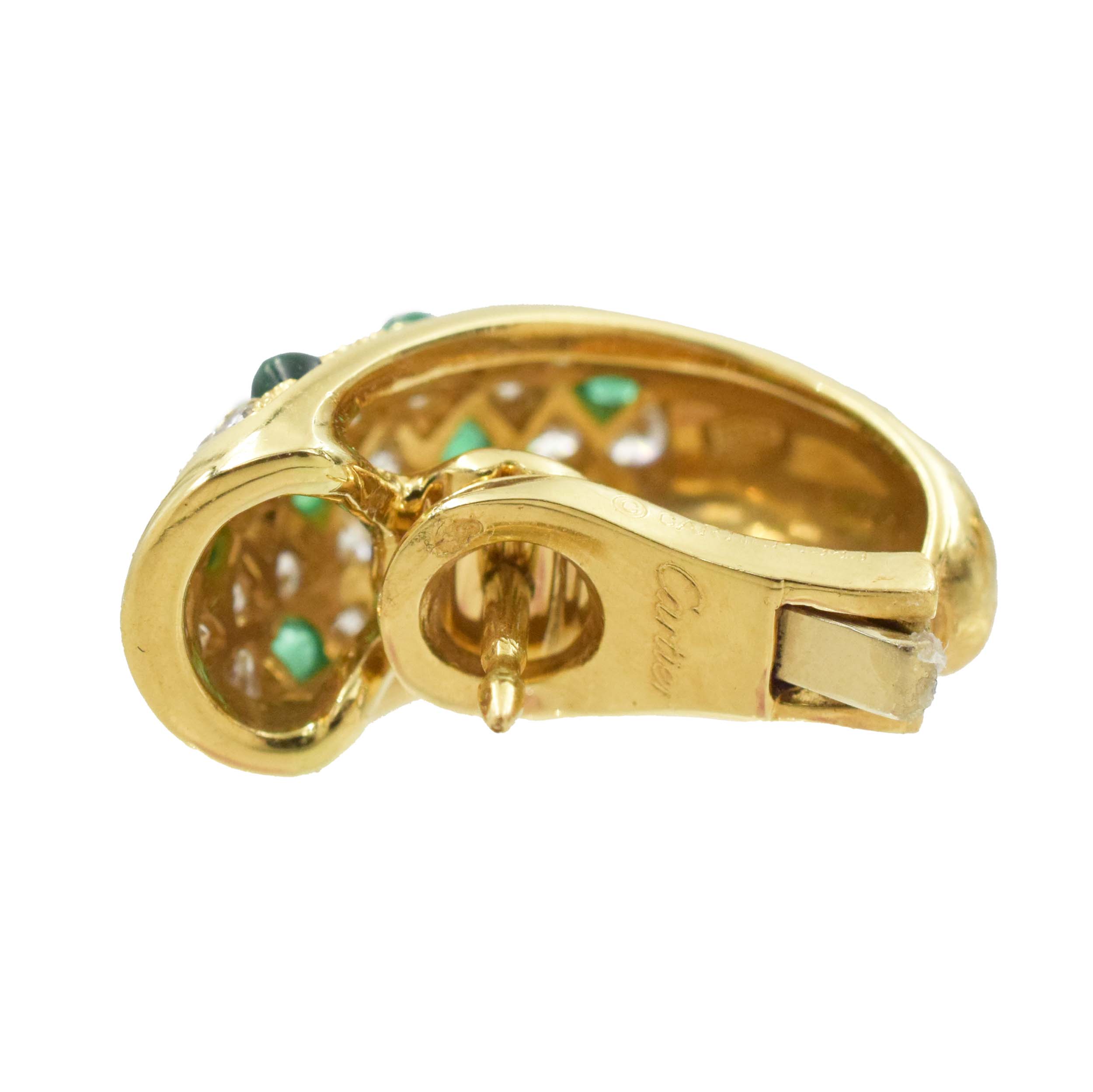 Cartier Diamond and Emerald Ring and Earrings Suite