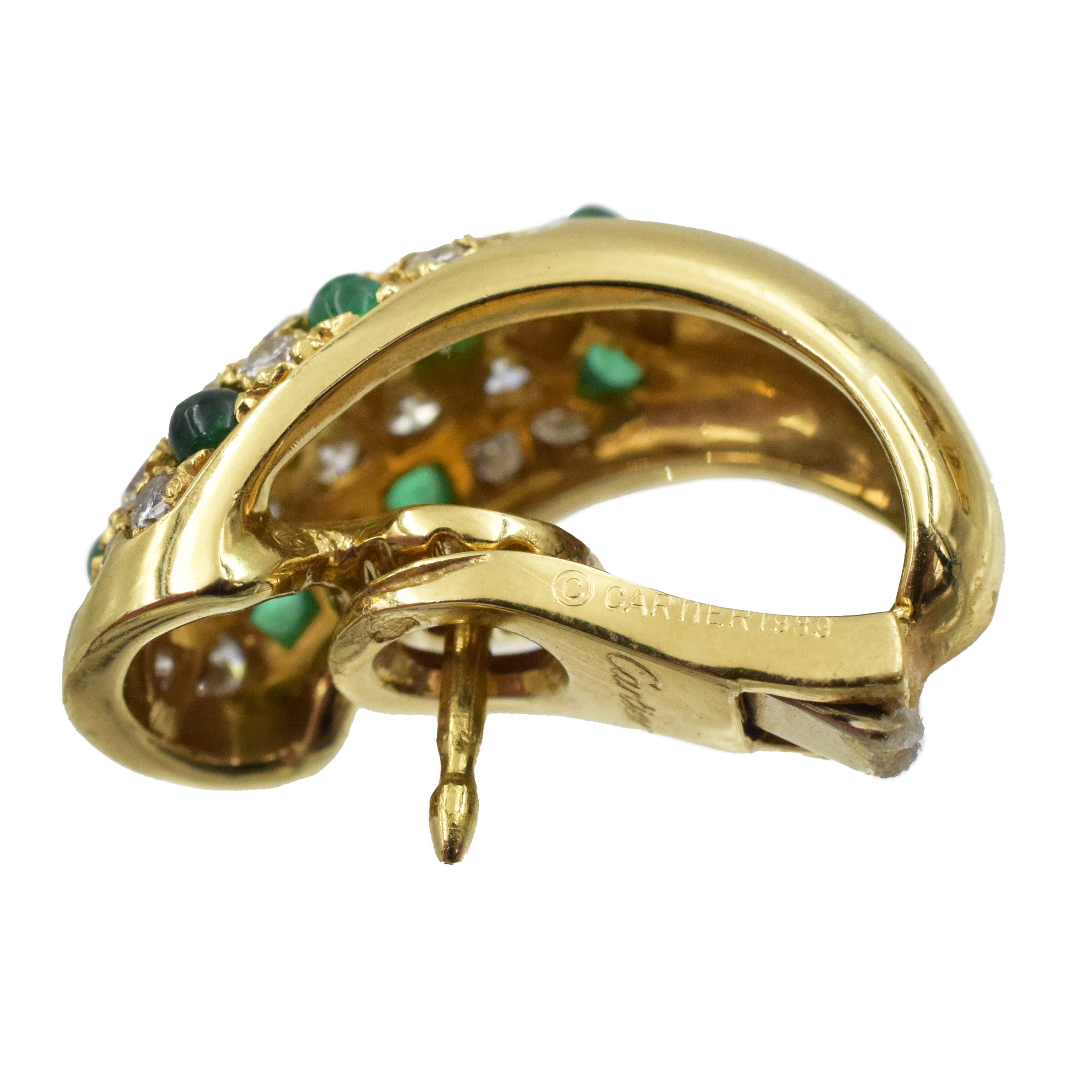 Cartier Diamond and Emerald Ring and Earrings Suite