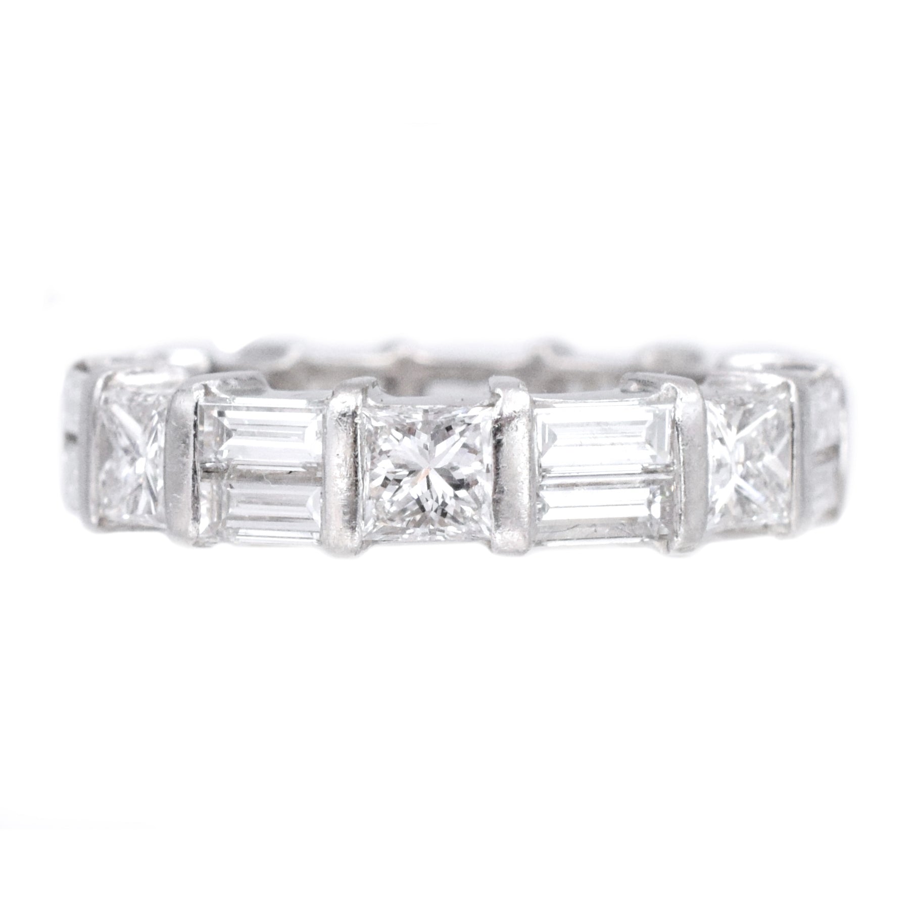 4.05ct Princess & Baguette Diamond Eternity Band in Platinum