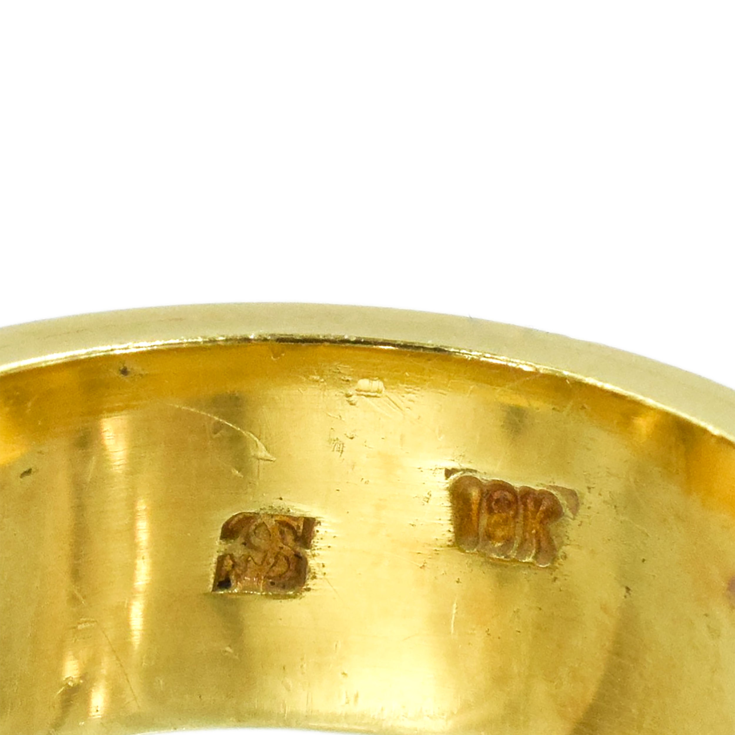 7.5mm Wide Men's Diamond Wedding Band in Platinum & 18K Yellow Gold