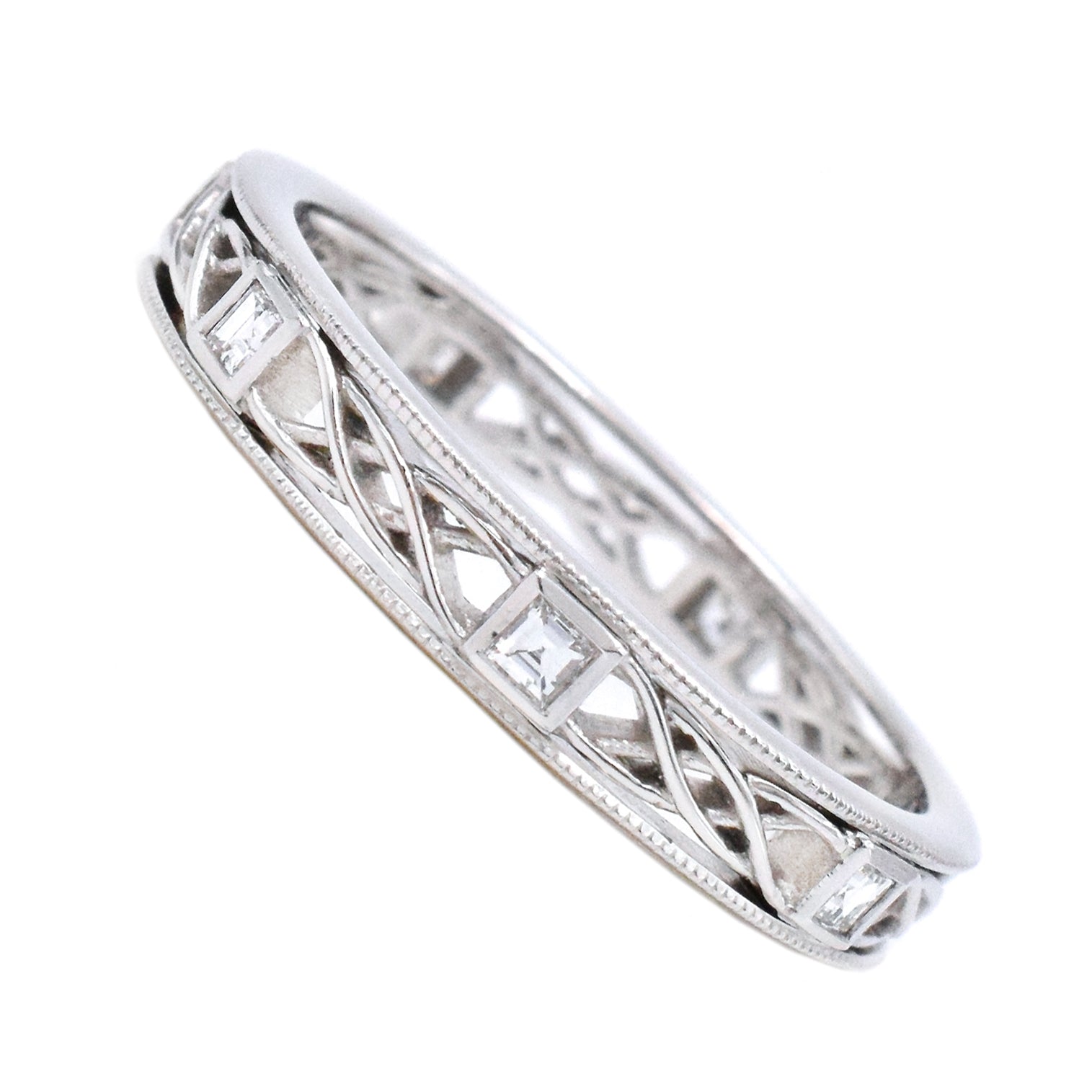 Diamond, Celtic Design Platinum Wedding Band, Size 12.5