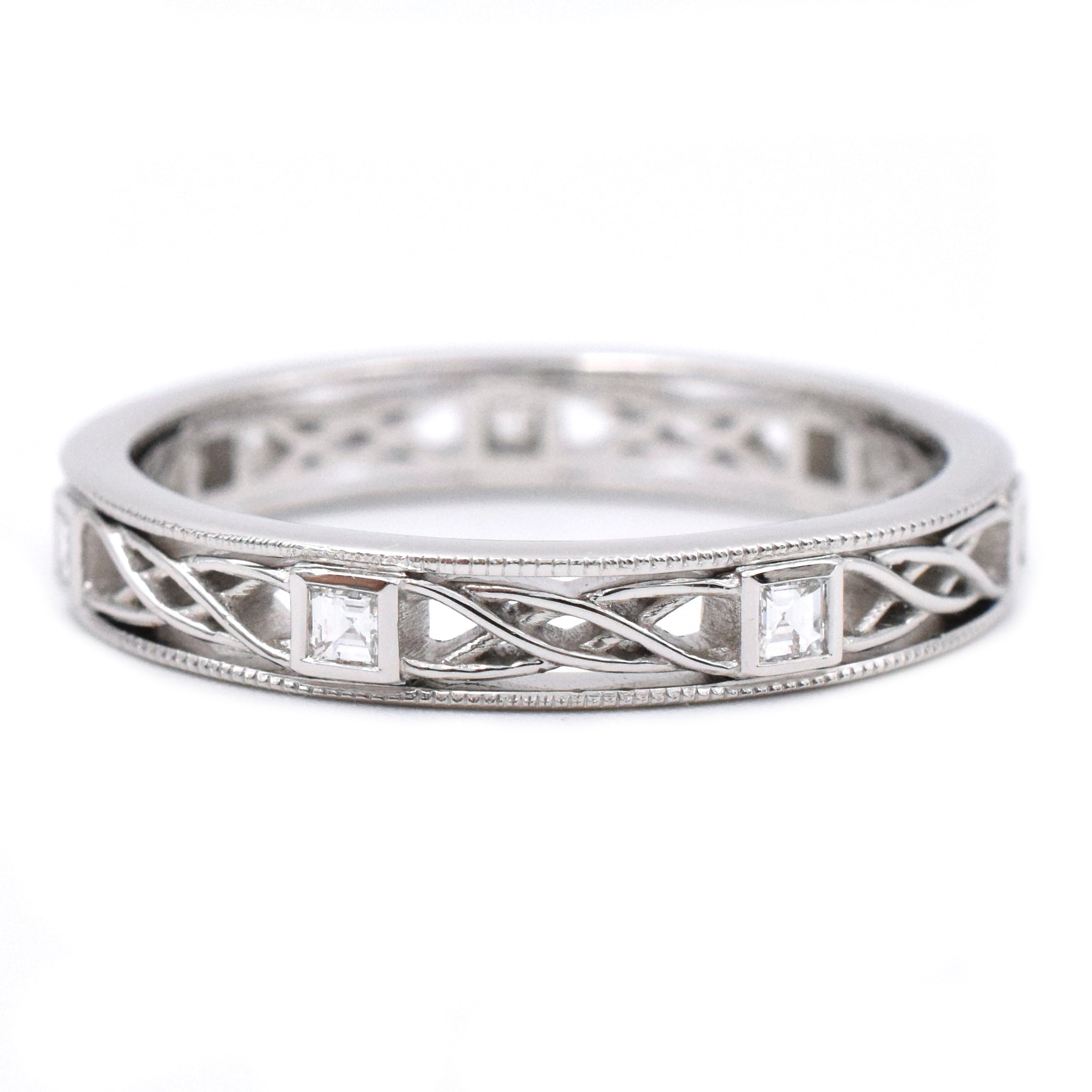 Diamond, Celtic Design Platinum Wedding Band, Size 12.5