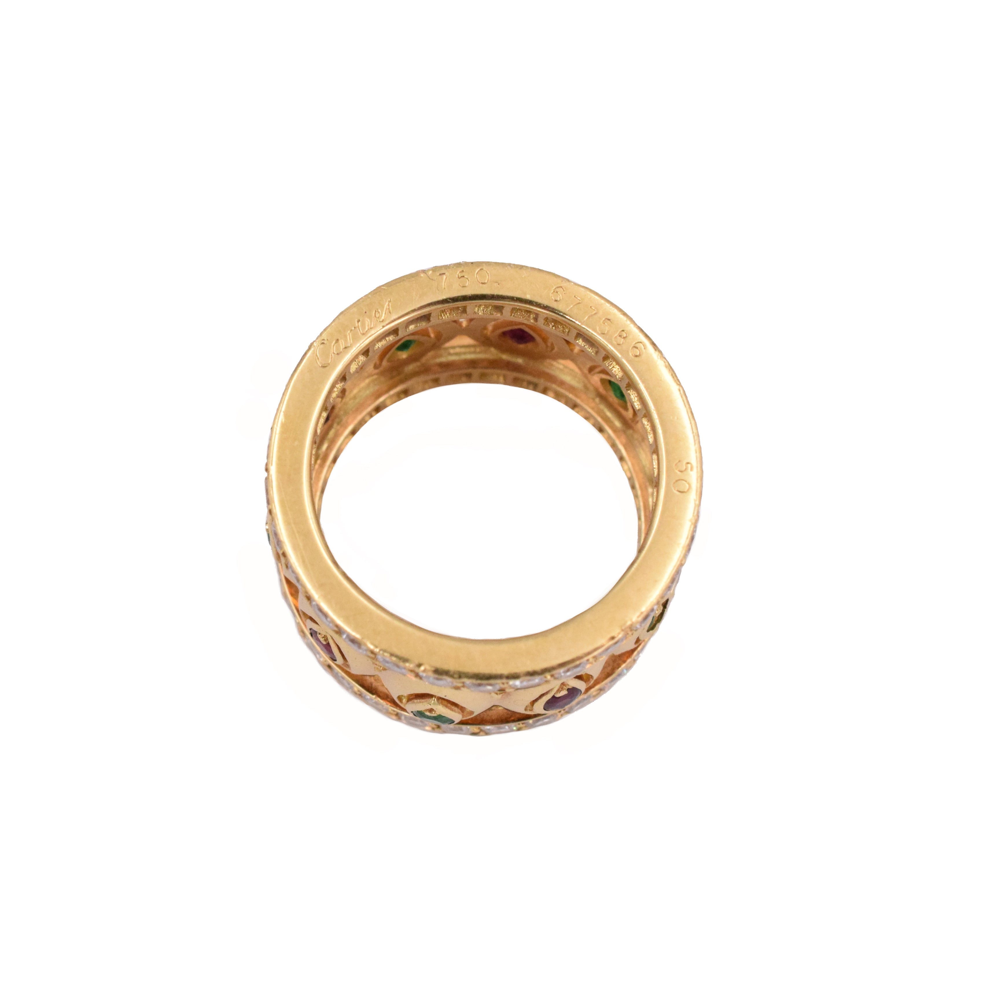 1980's Diamond and Gemstone Band by Cartier