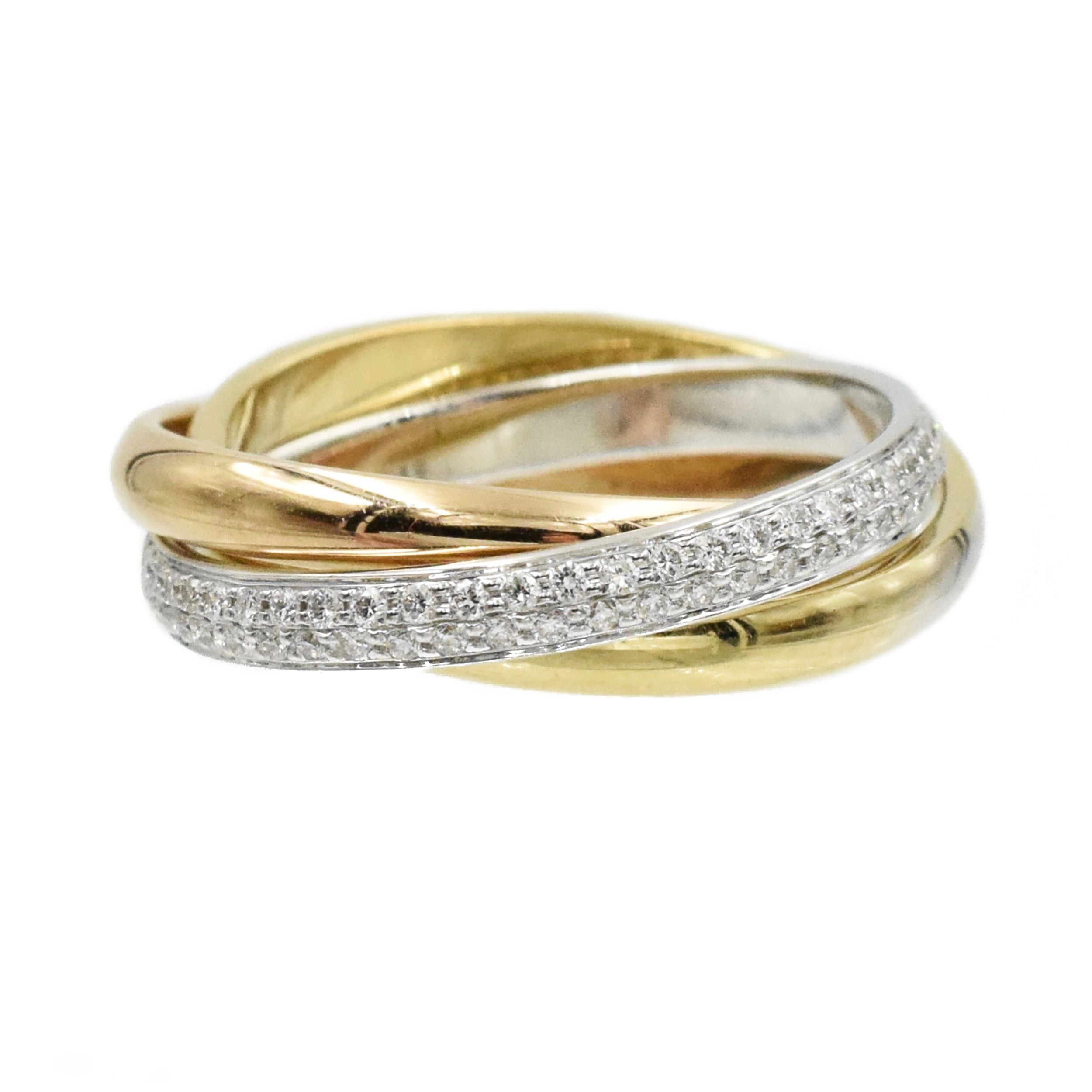 Diamond Trinity de Cartier Ring in 18k Tri-Tone Gold