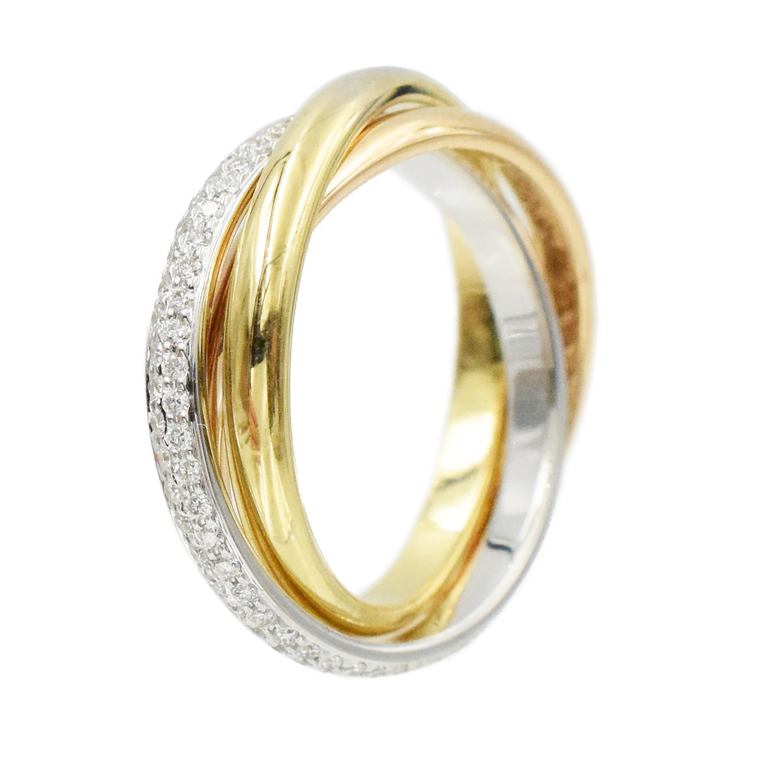 Diamond Trinity de Cartier Ring in 18k Tri-Tone Gold