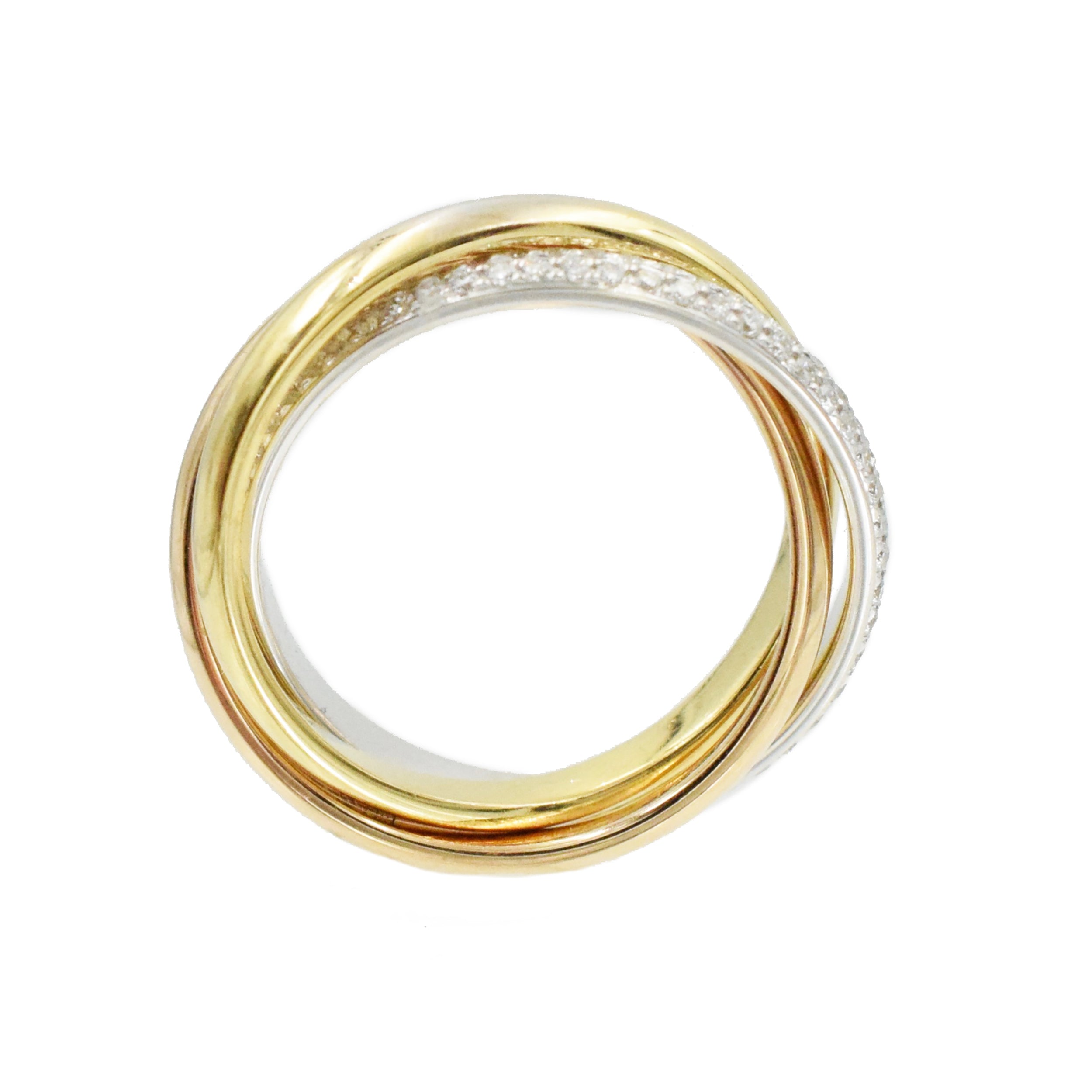 Diamond Trinity de Cartier Ring in 18k Tri-Tone Gold