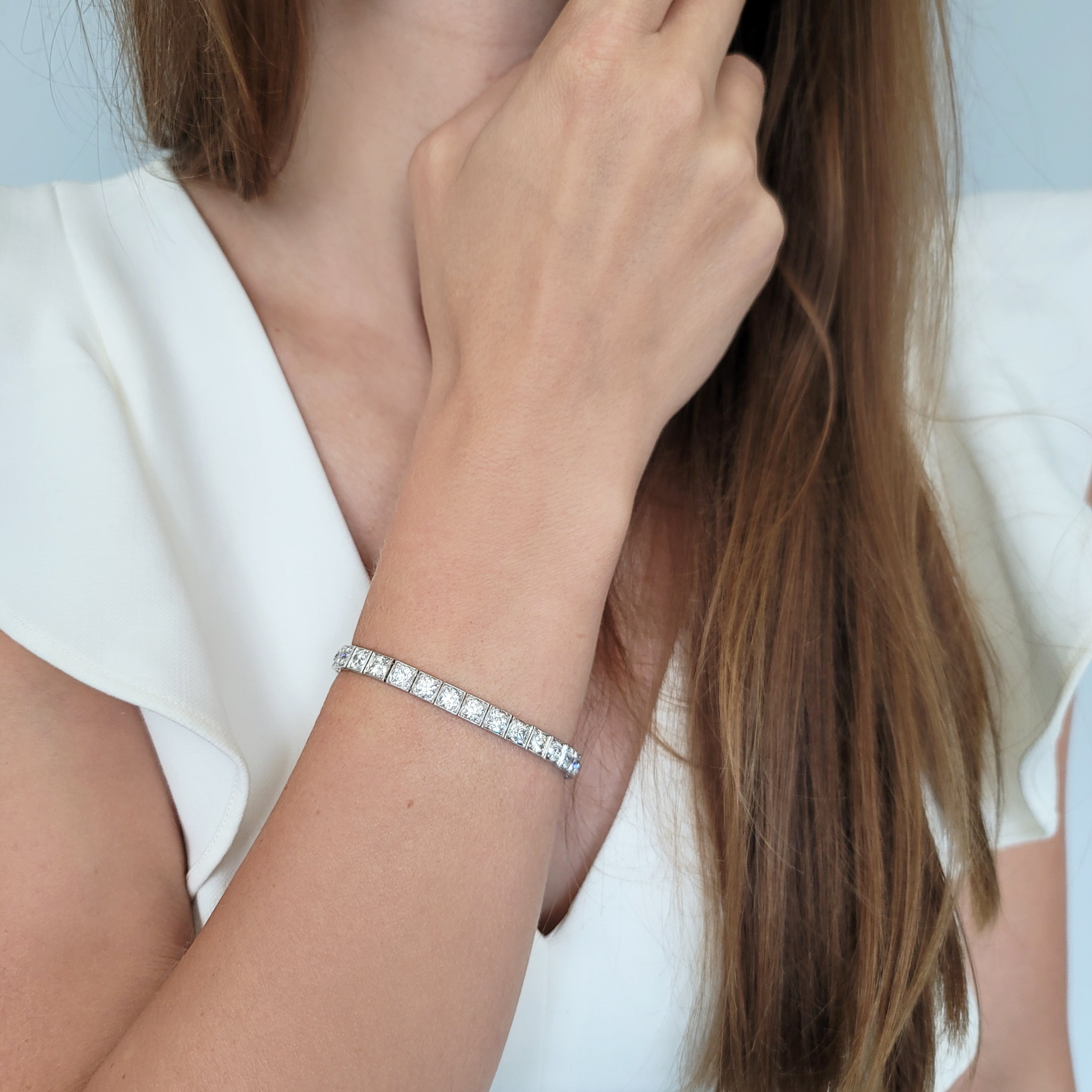 RUSER 17ct Diamond Tennis Bracelet In Platinum