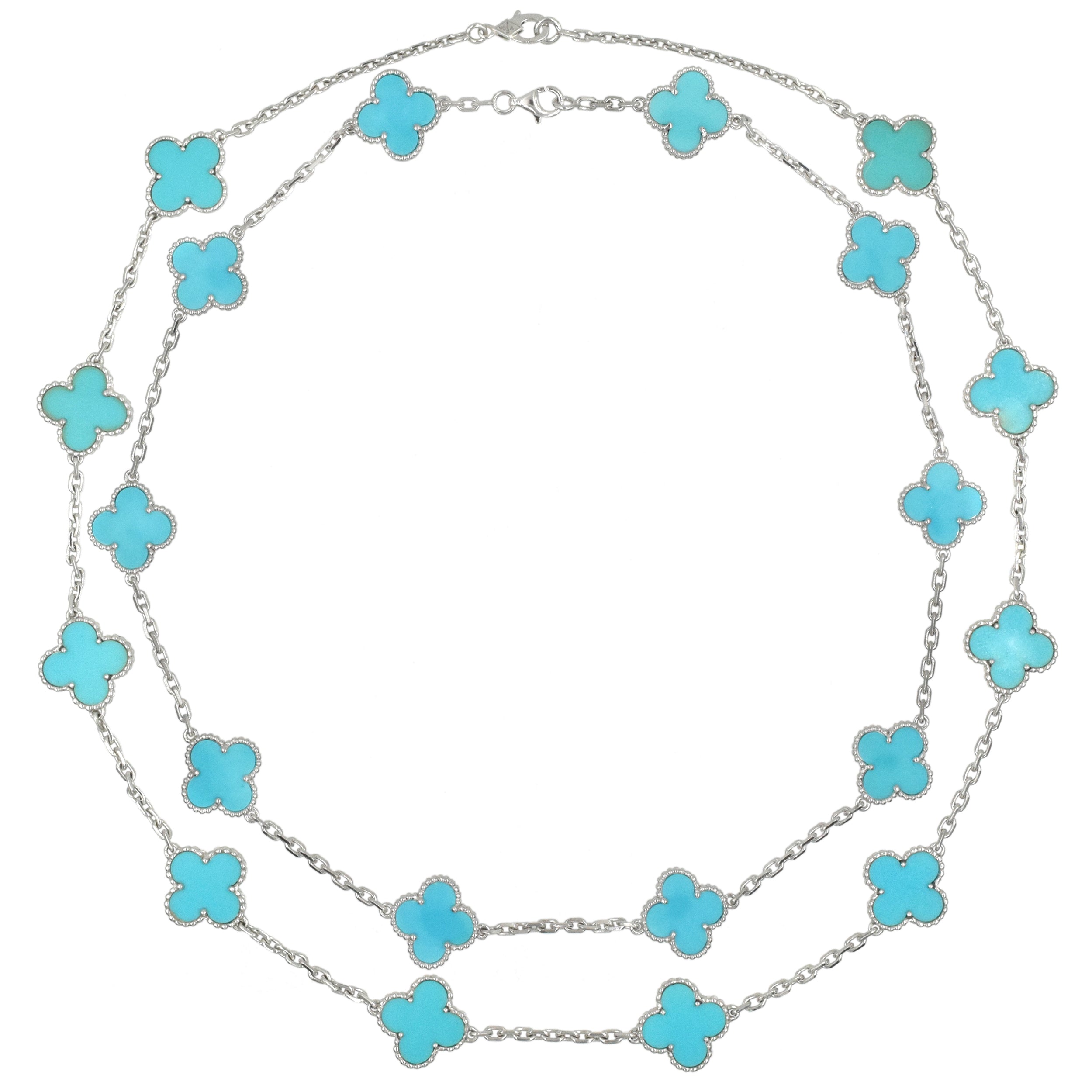 Iconic Van Cleef & Arpels Set of Turquoise Vintage Alhambra Necklaces