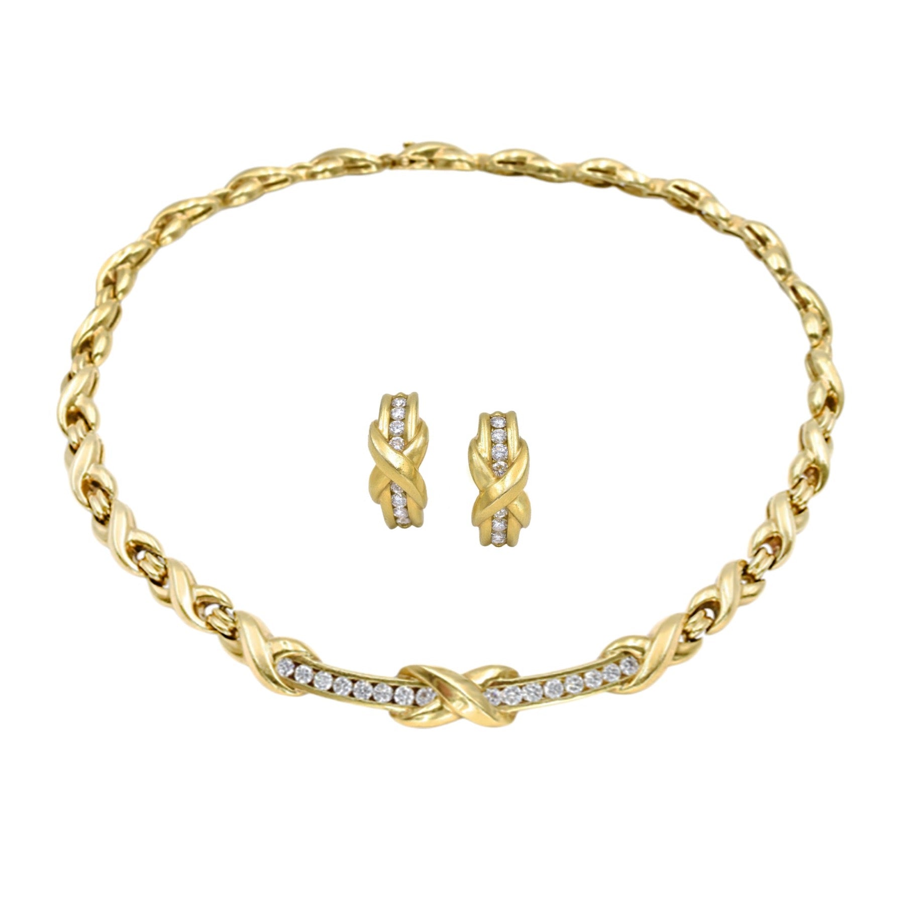 Tiffany & Co. 1990's Diamond Necklace & Earrings Set