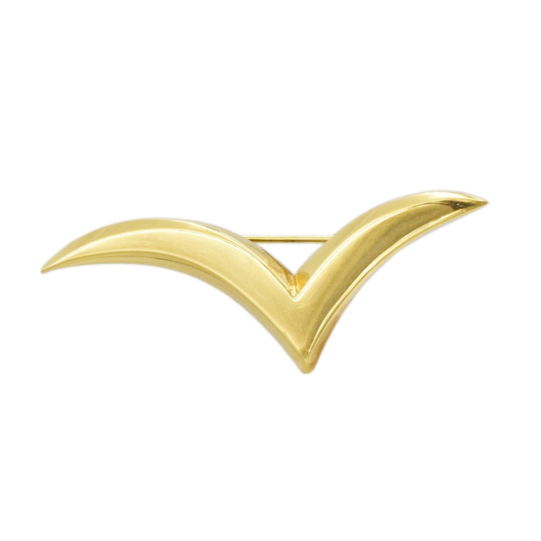 1990's Tiffany & Co Seagull V Brooch in 18K Yellow Gold
