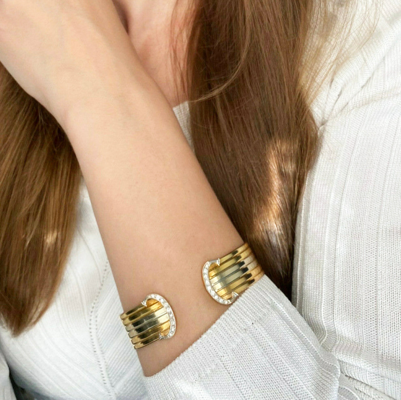 Vintage C de Cartier Diamond Cuff Bracelet