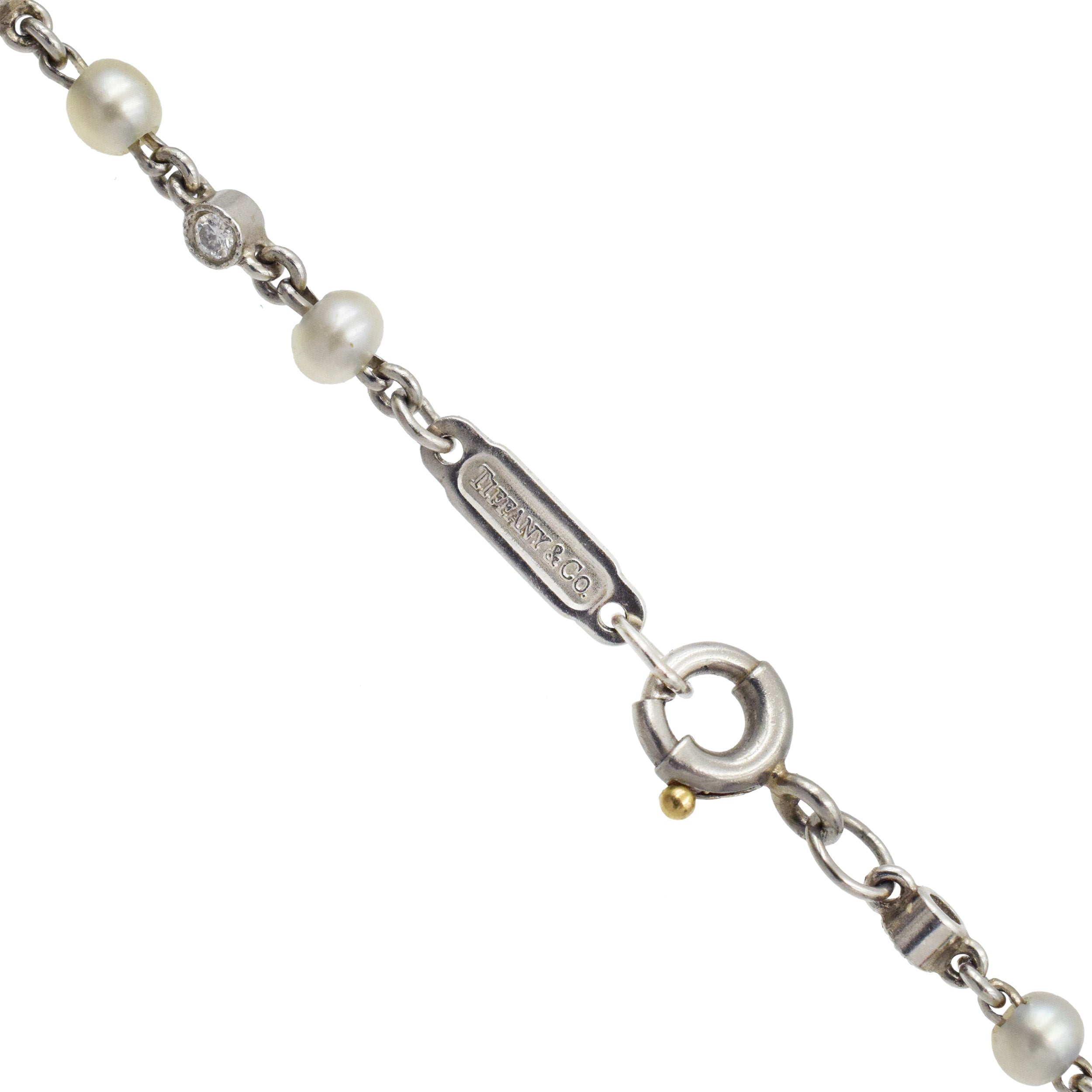 Vintage Tiffany & Co. 82" Long Diamond & Seed Pearl Necklace