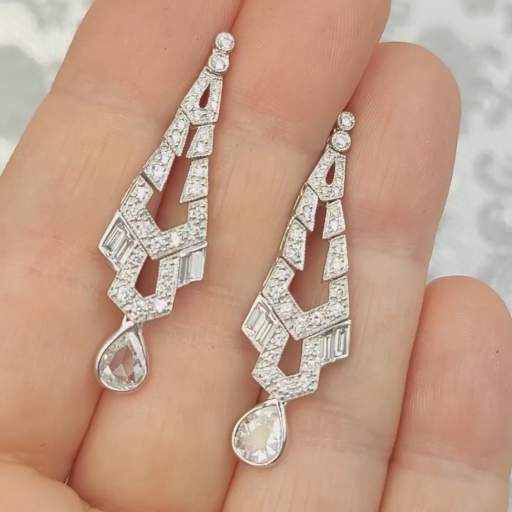 Art deco store diamond earrings