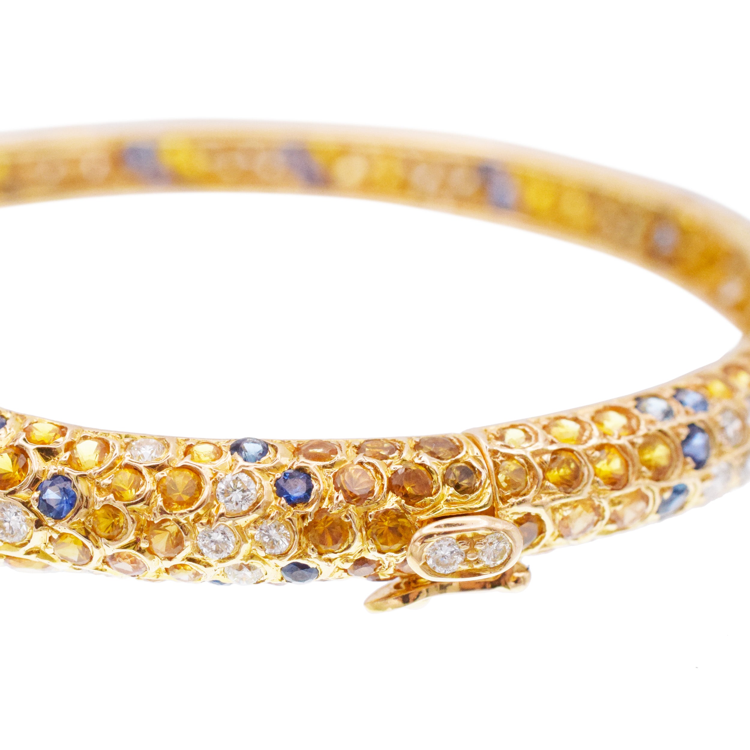 Pink tourmaline, sapphire and diamond bracelet in 18k yellow gold