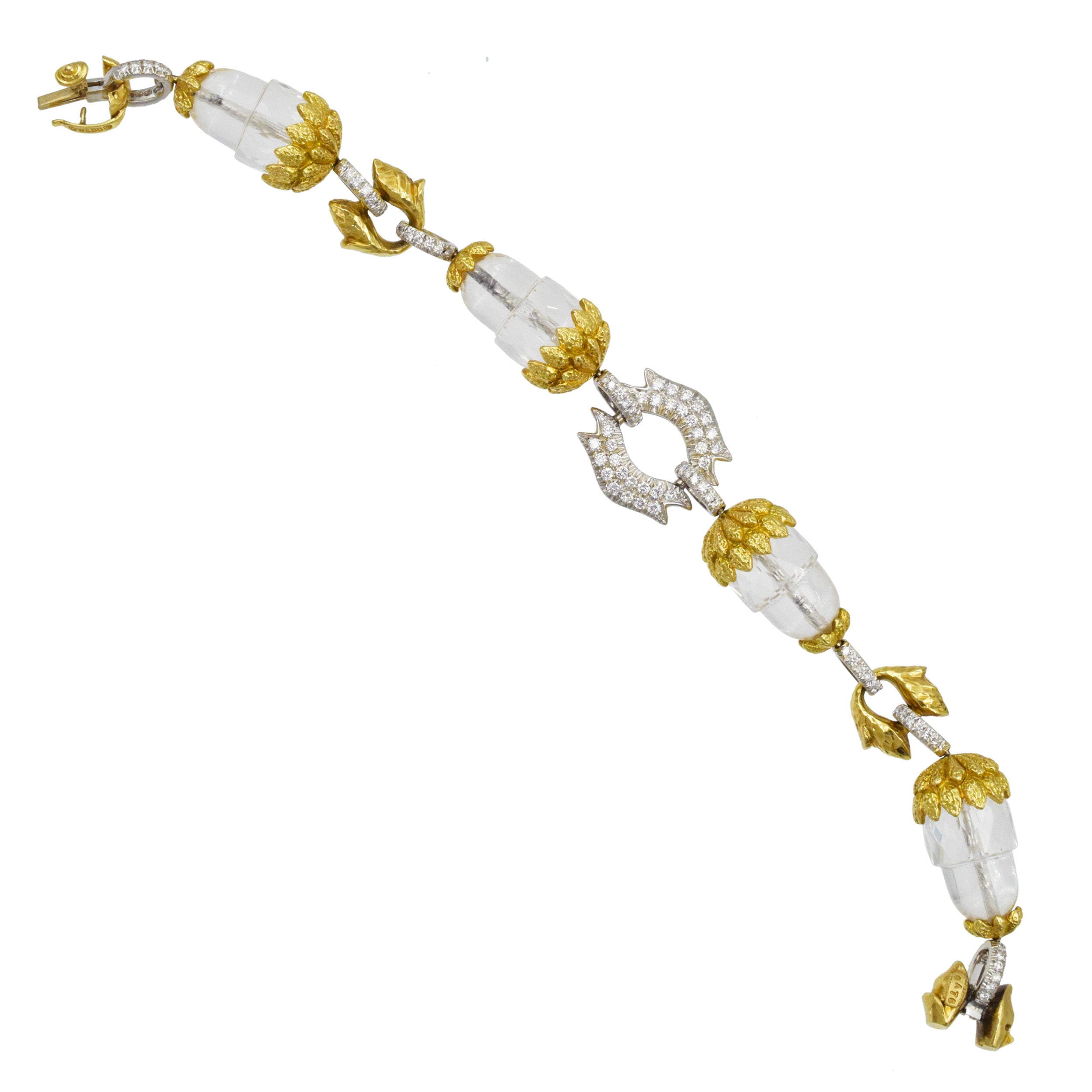 David Webb Diamond And Rock Crystal Bracelet In 18k Gold