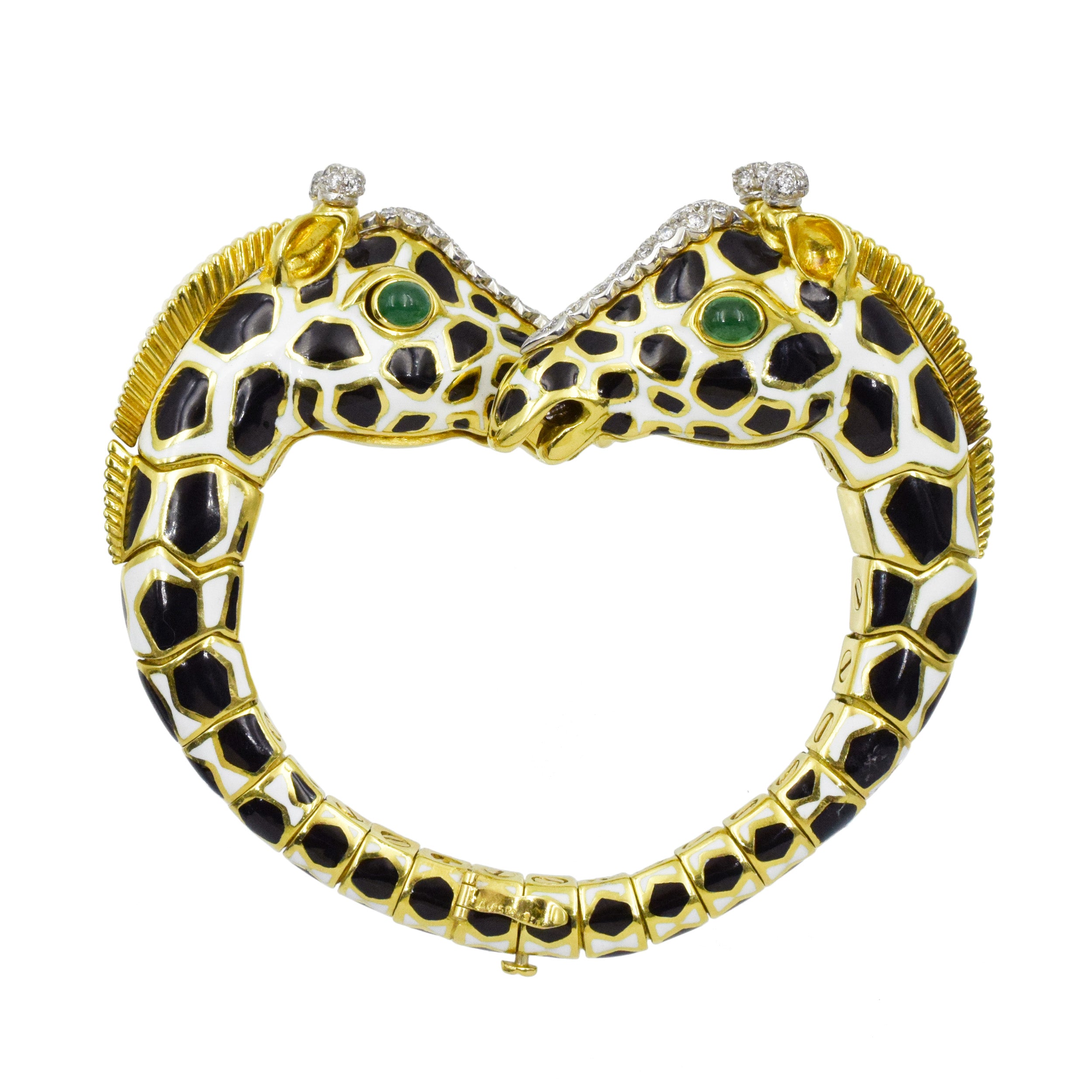 David Webb Enamel, Emerald, and Diamond "Giraffe" Bracelet.