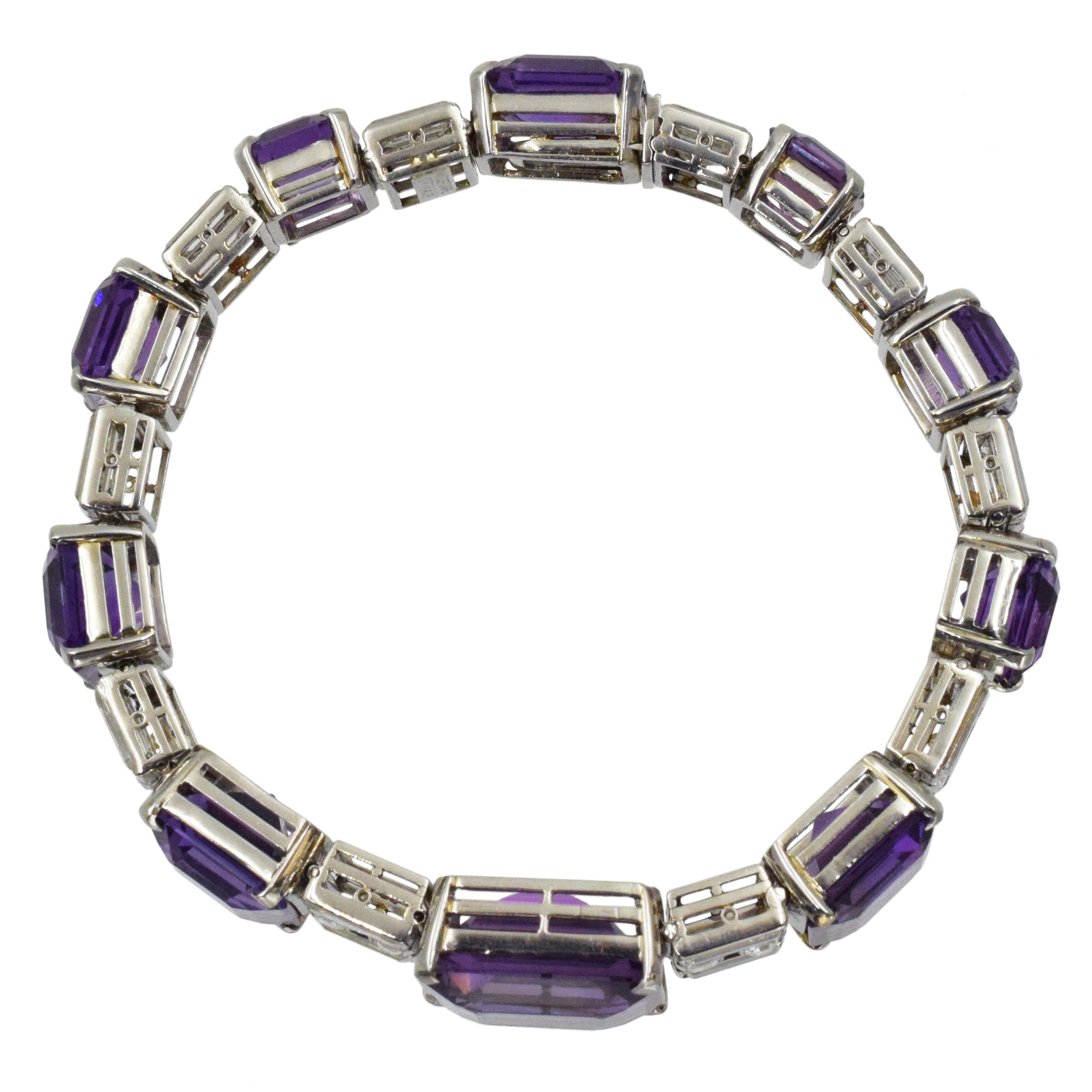 Van Cleef And Arpels Diamond and Amethyst line bracelet in platinum