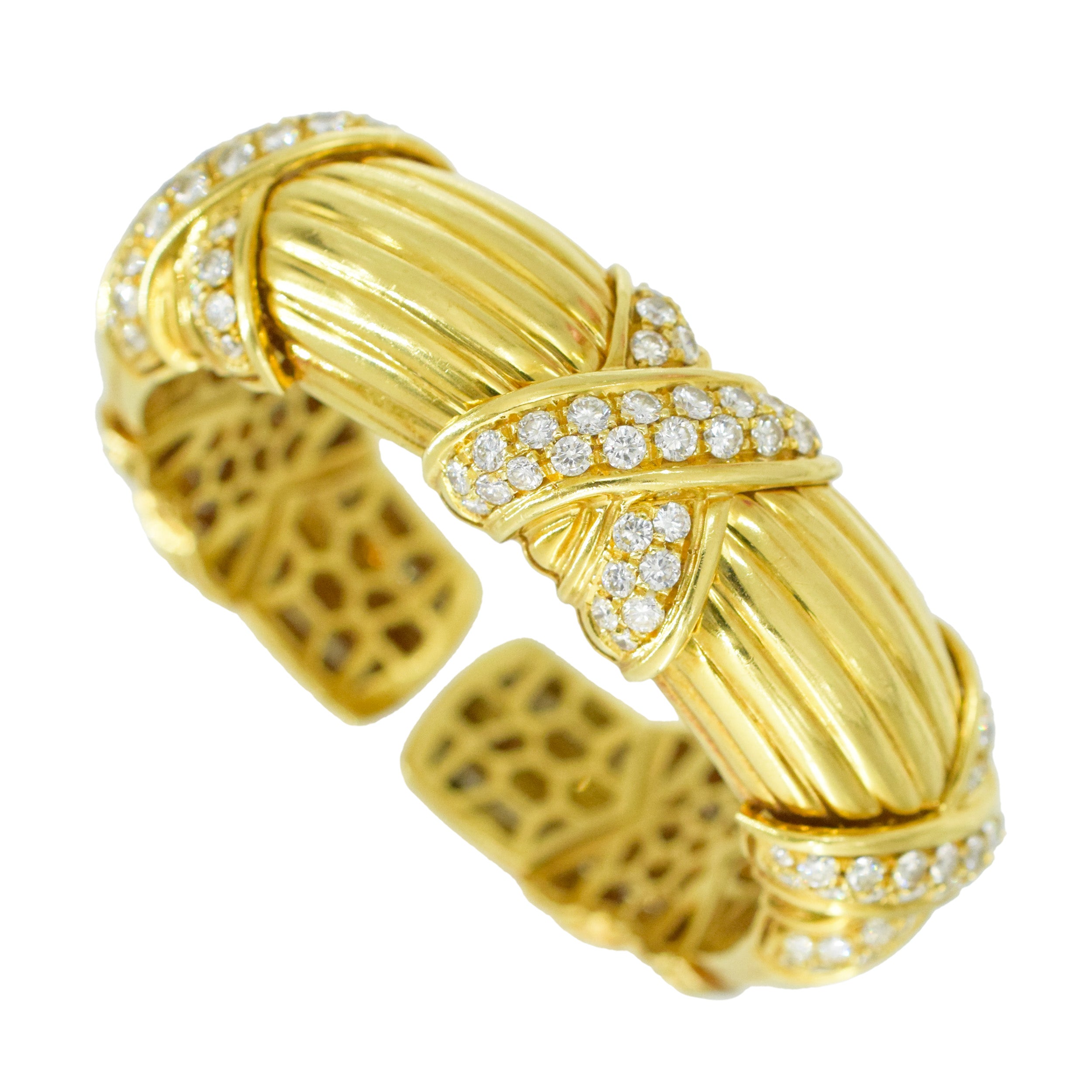 Chaumet Gold and Diamond Cuff Bracelet