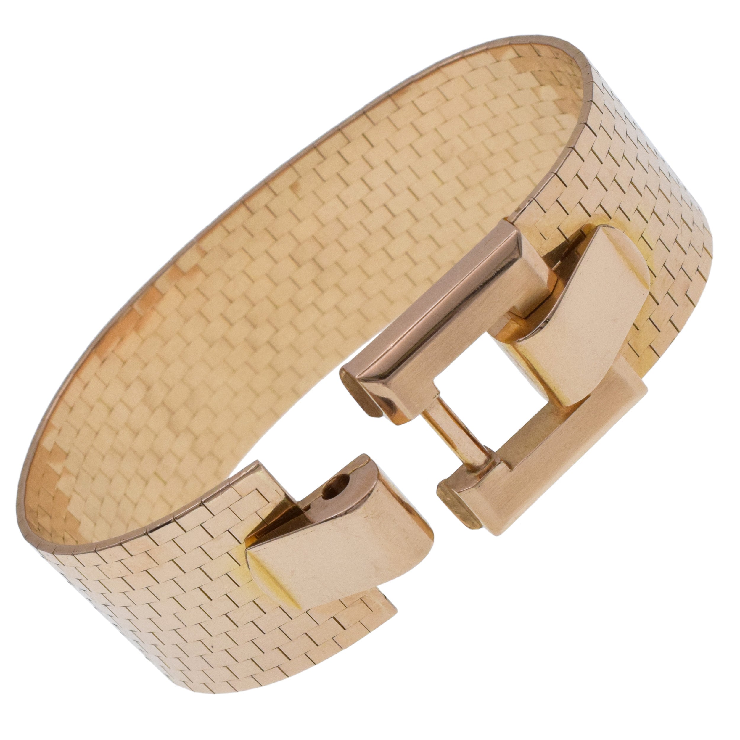 Vintage Wide Square Buckle Bracelet In 18k Rose Gold