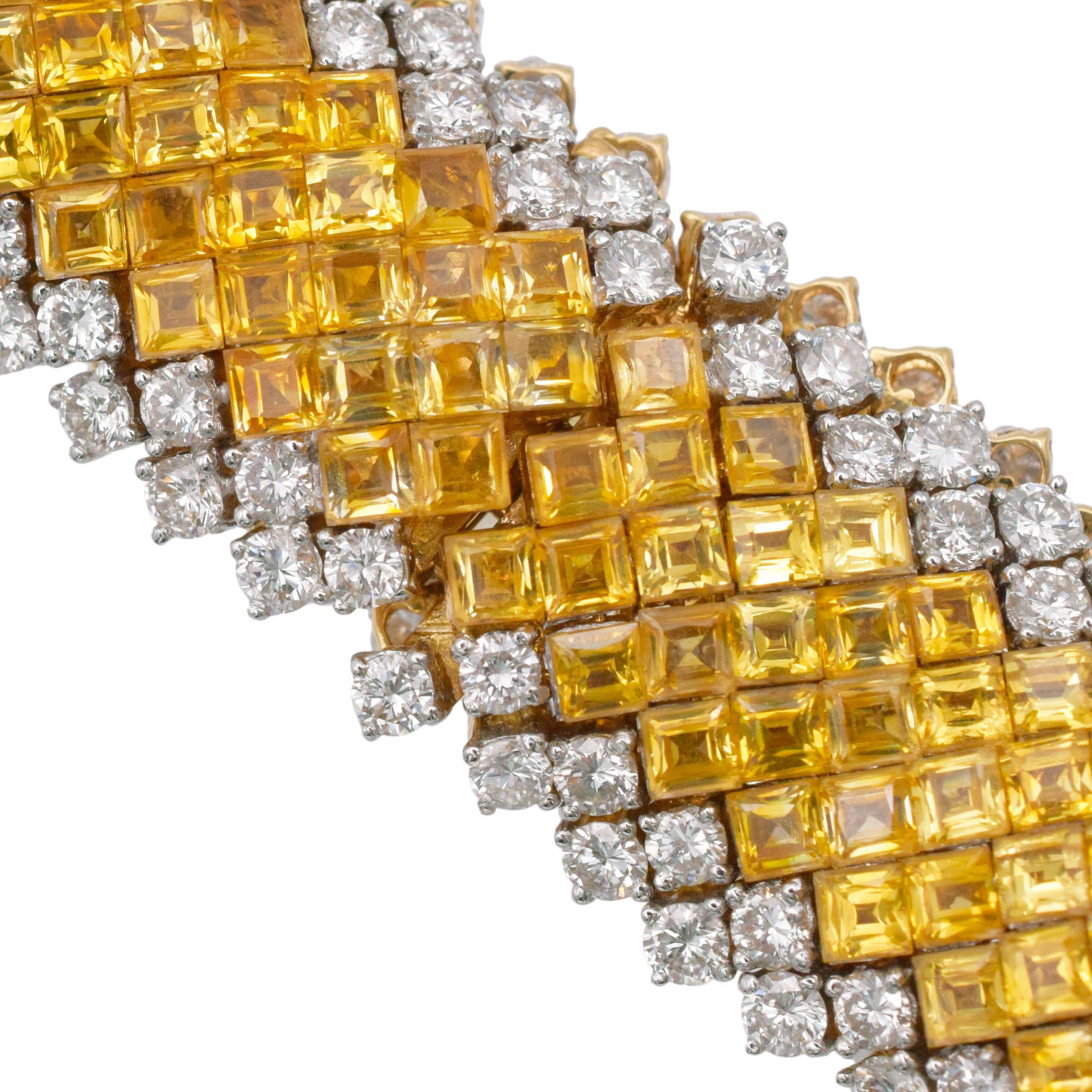 Diamond And Yellow Sapphire Mystery Set Bracelet In 18k Yellow Gold