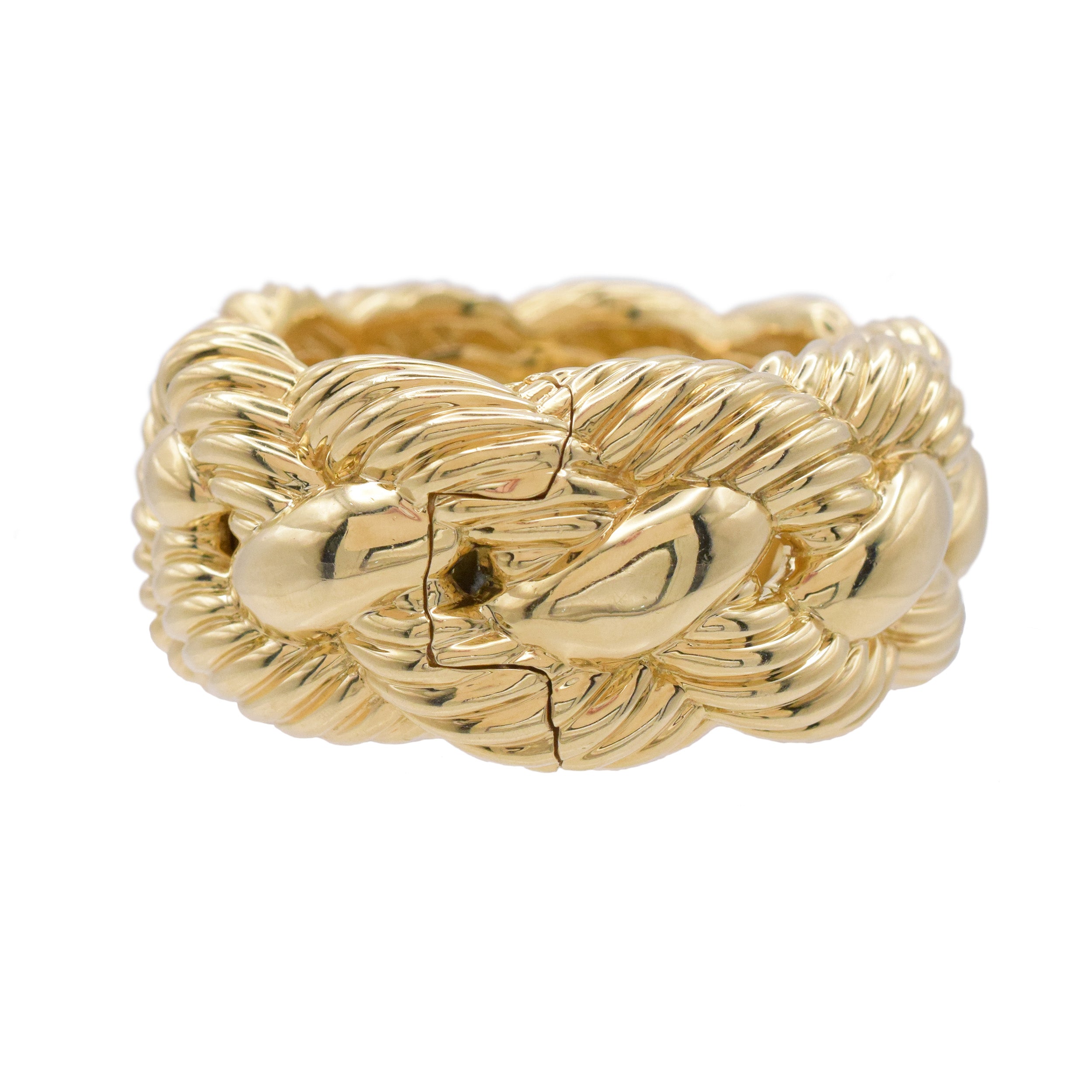 David Yurman 18k Yellow Gold Wide Woven Cable Cuff Bracelet