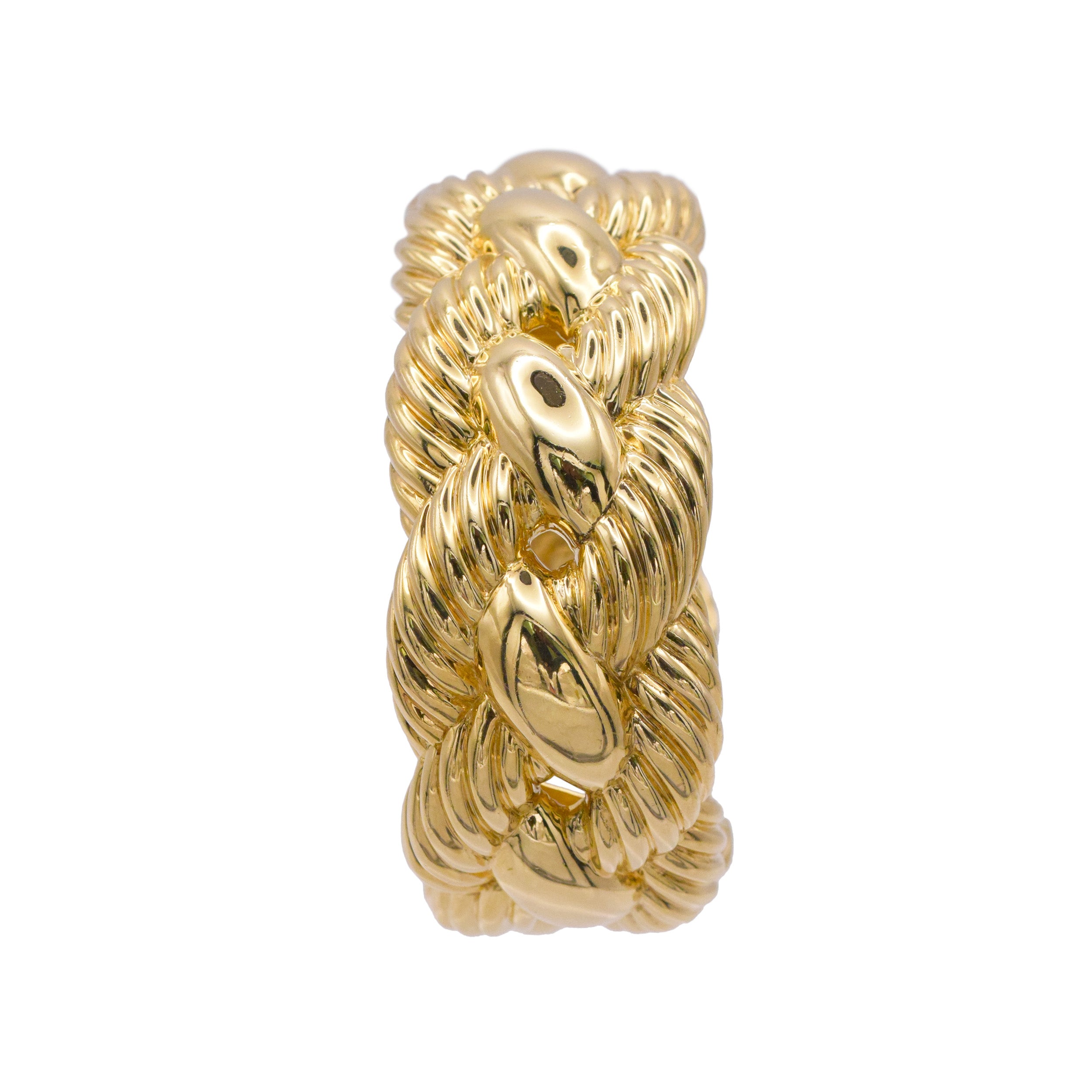 David Yurman 18k Yellow Gold Wide Woven Cable Cuff Bracelet