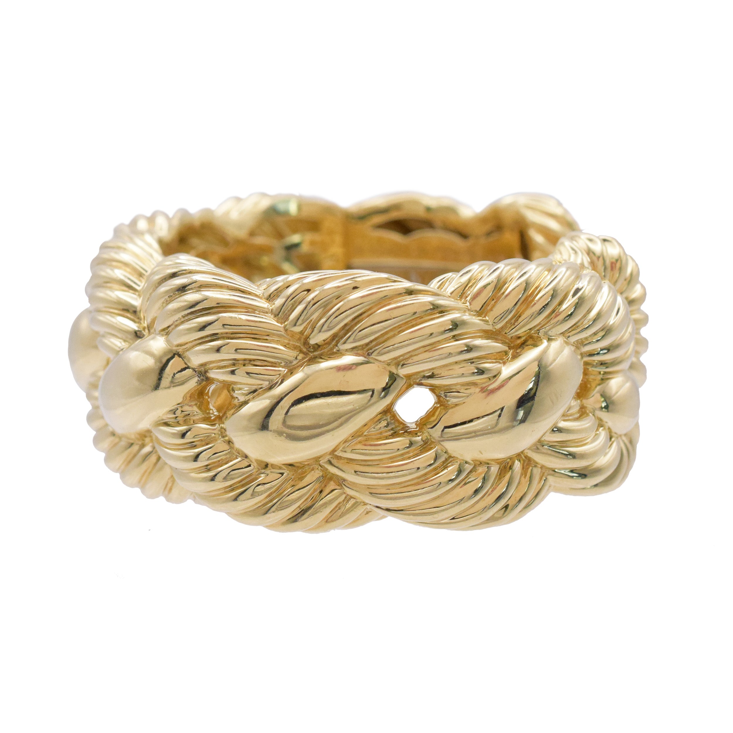 David Yurman 18k Yellow Gold Wide Woven Cable Cuff Bracelet