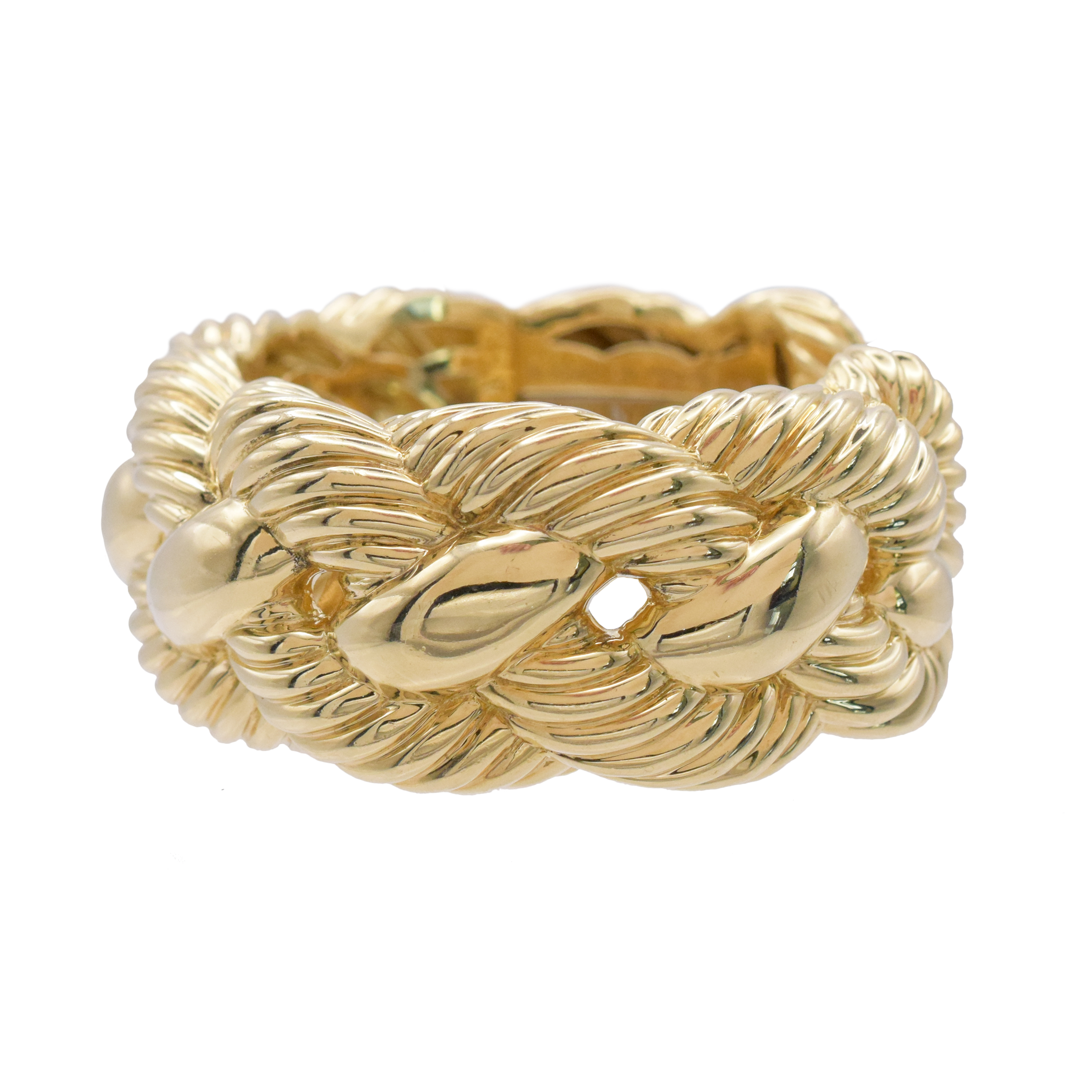 David Yurman 18k Yellow Gold Wide Woven Cable Cuff Bracelet