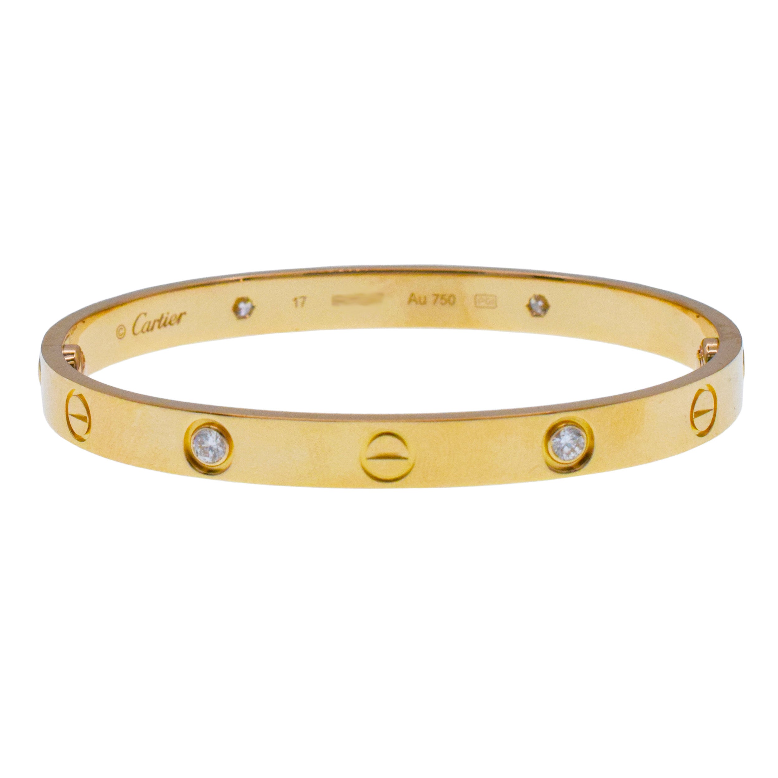 Cartier 4 Diamod Love Bracelet in 18k Yellow Gold