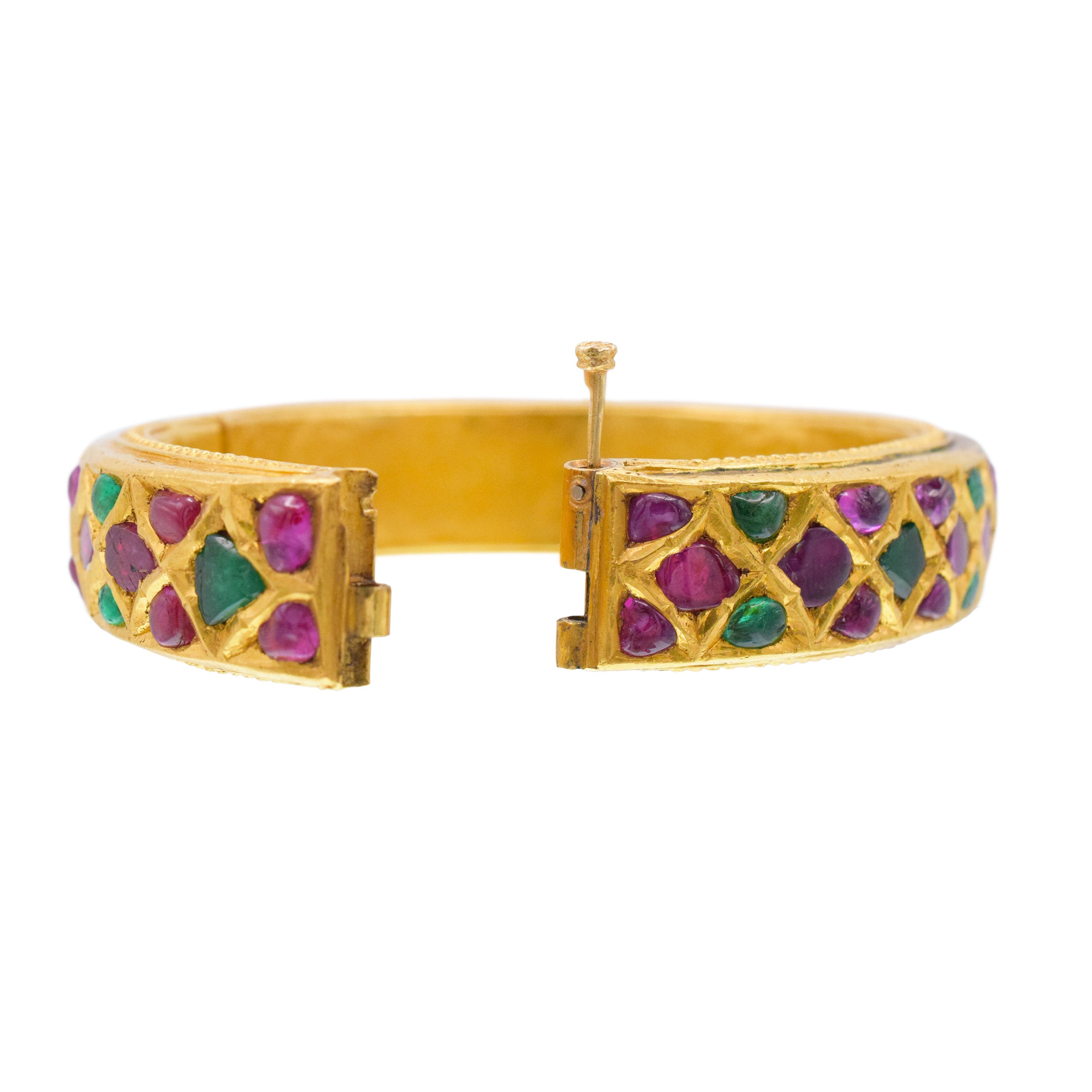 Van Cleef & Arpels Mogul Cut Ruby And Emerald Bracelet In 18k Yellow Gold