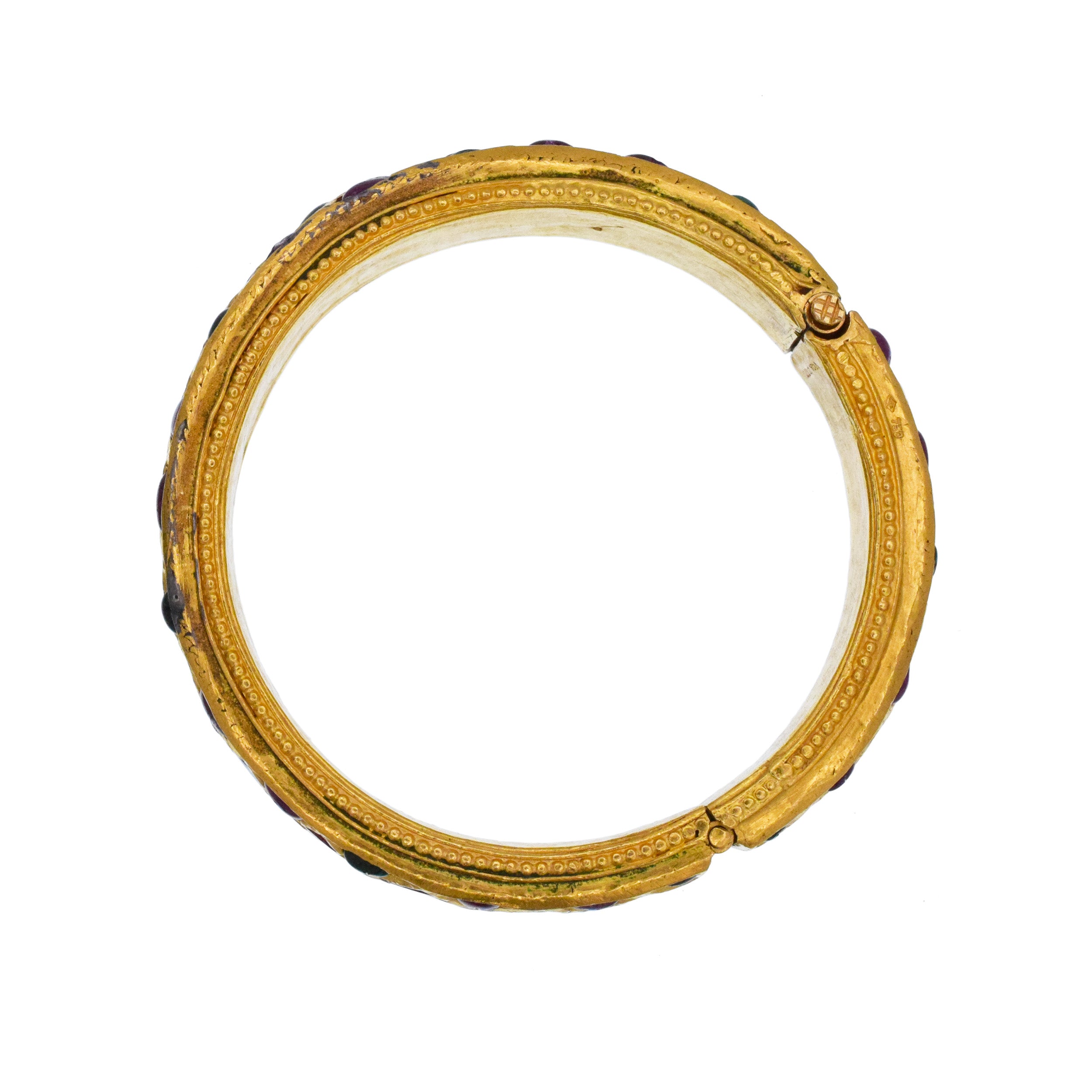 Van Cleef & Arpels Mogul Cut Ruby And Emerald Bracelet In 18k Yellow Gold