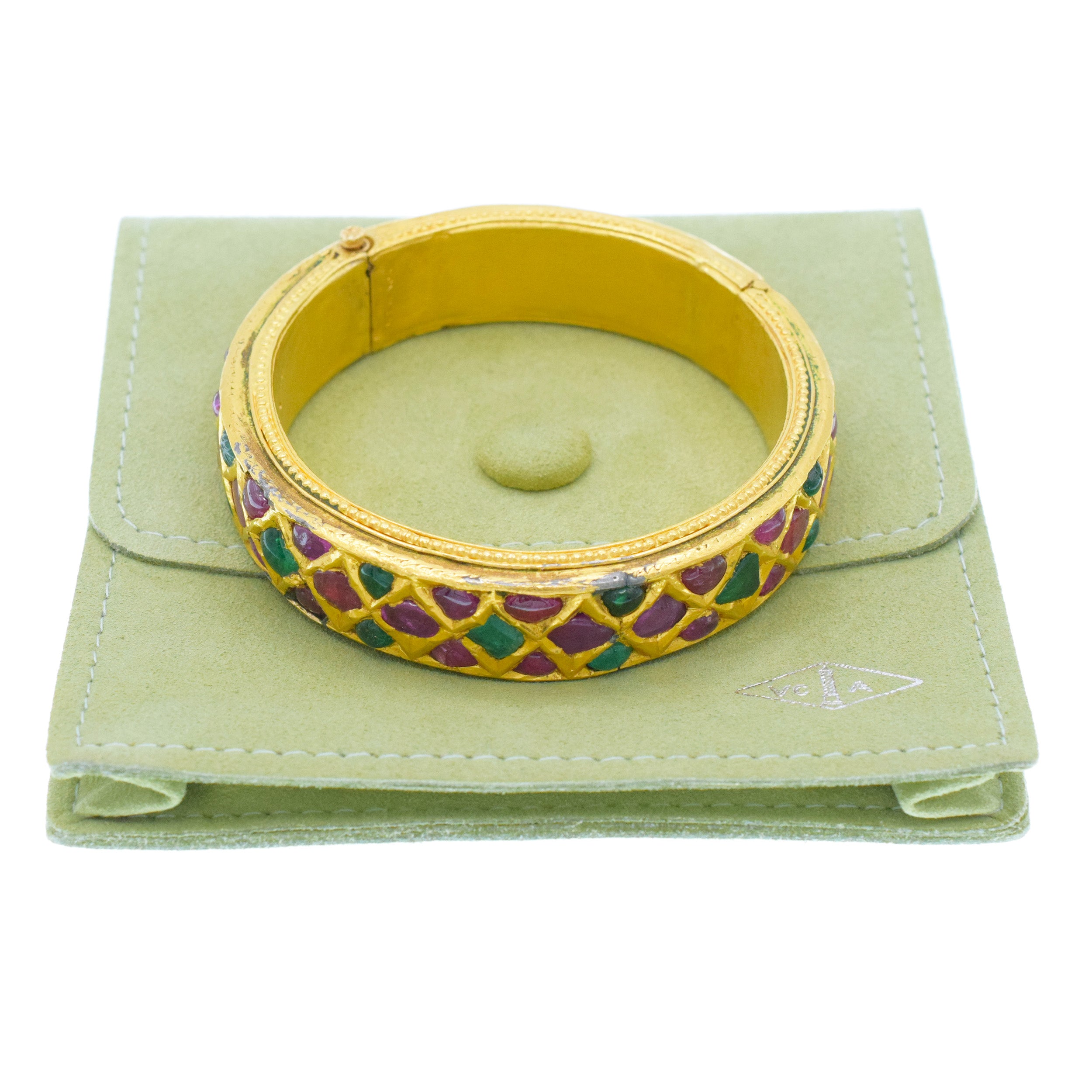 Van Cleef & Arpels Mogul Cut Ruby And Emerald Bracelet In 18k Yellow Gold