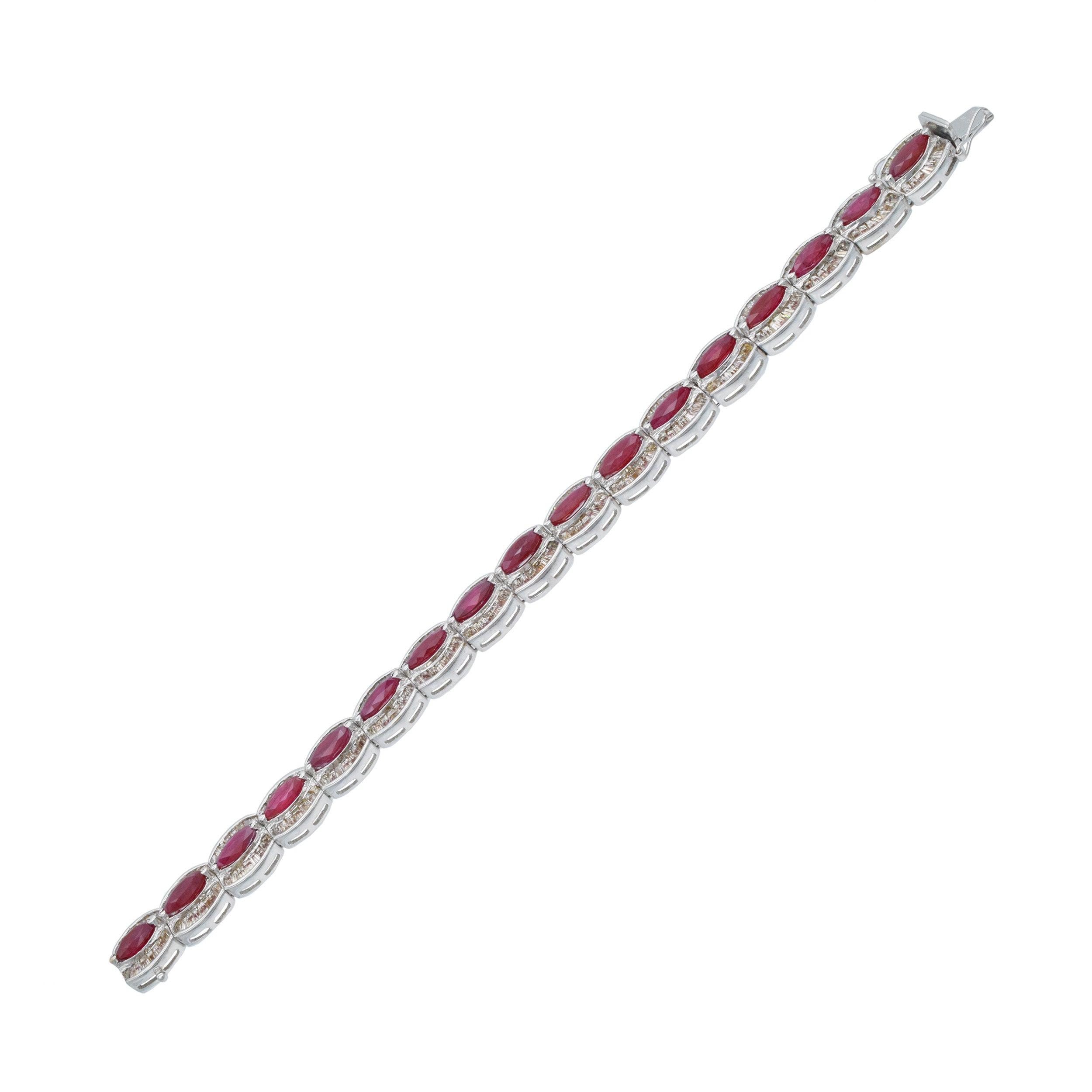 Ruby And Diamond Bracelet In 18k White Gold