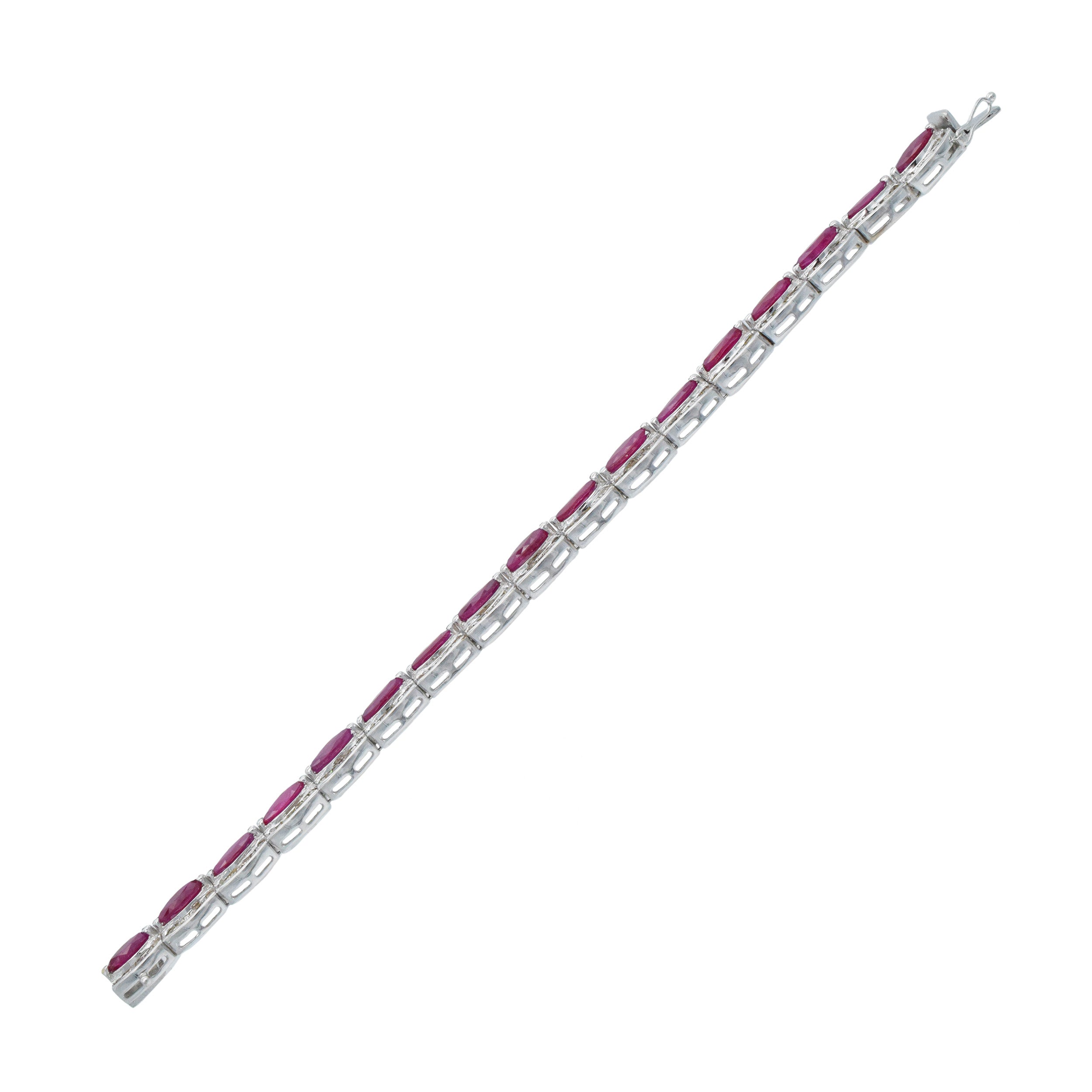 Ruby And Diamond Bracelet In 18k White Gold