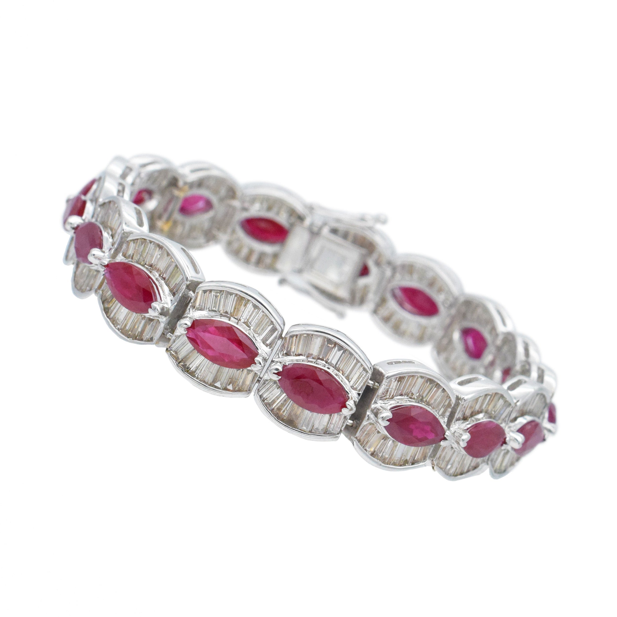 Ruby And Diamond Bracelet In 18k White Gold