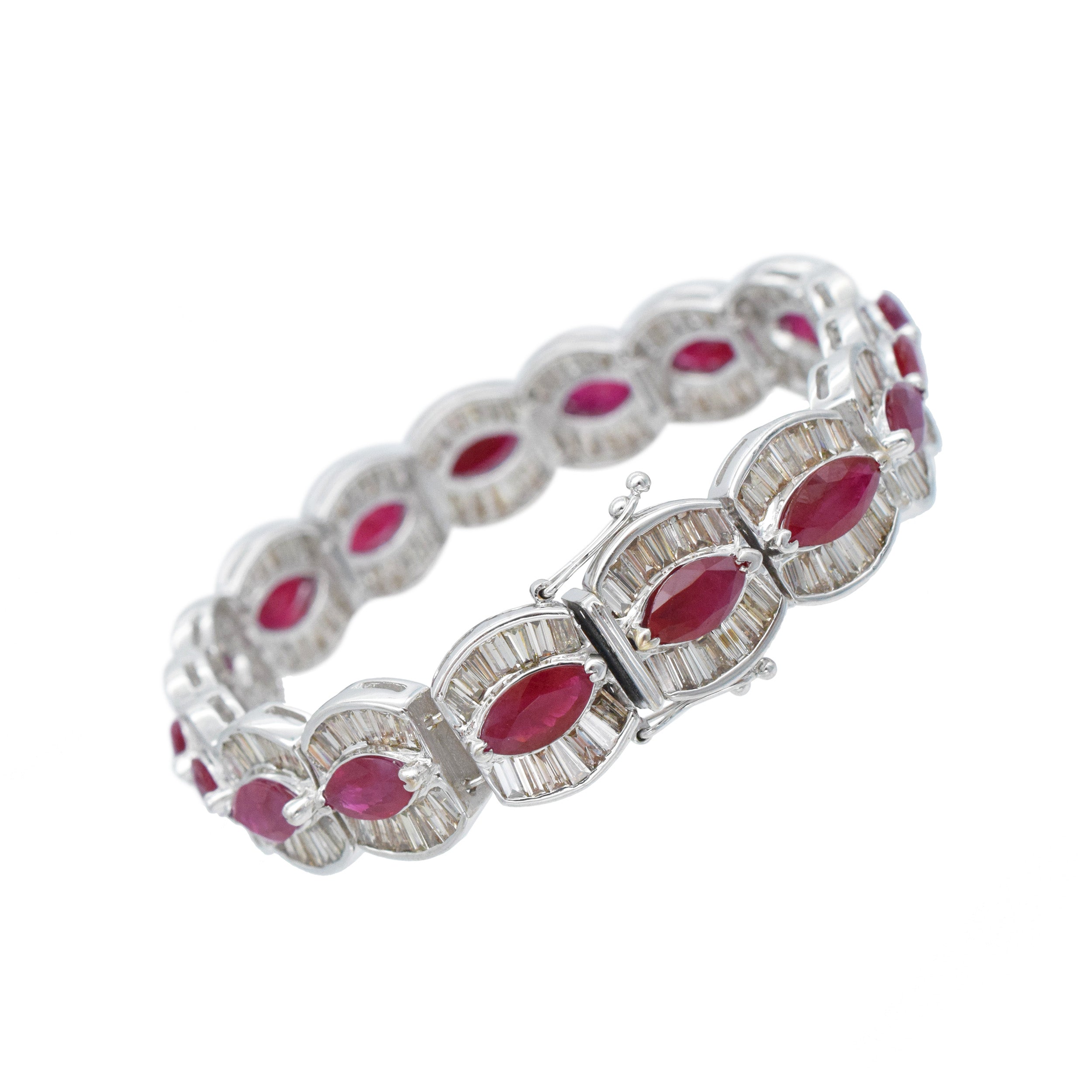 Ruby And Diamond Bracelet In 18k White Gold