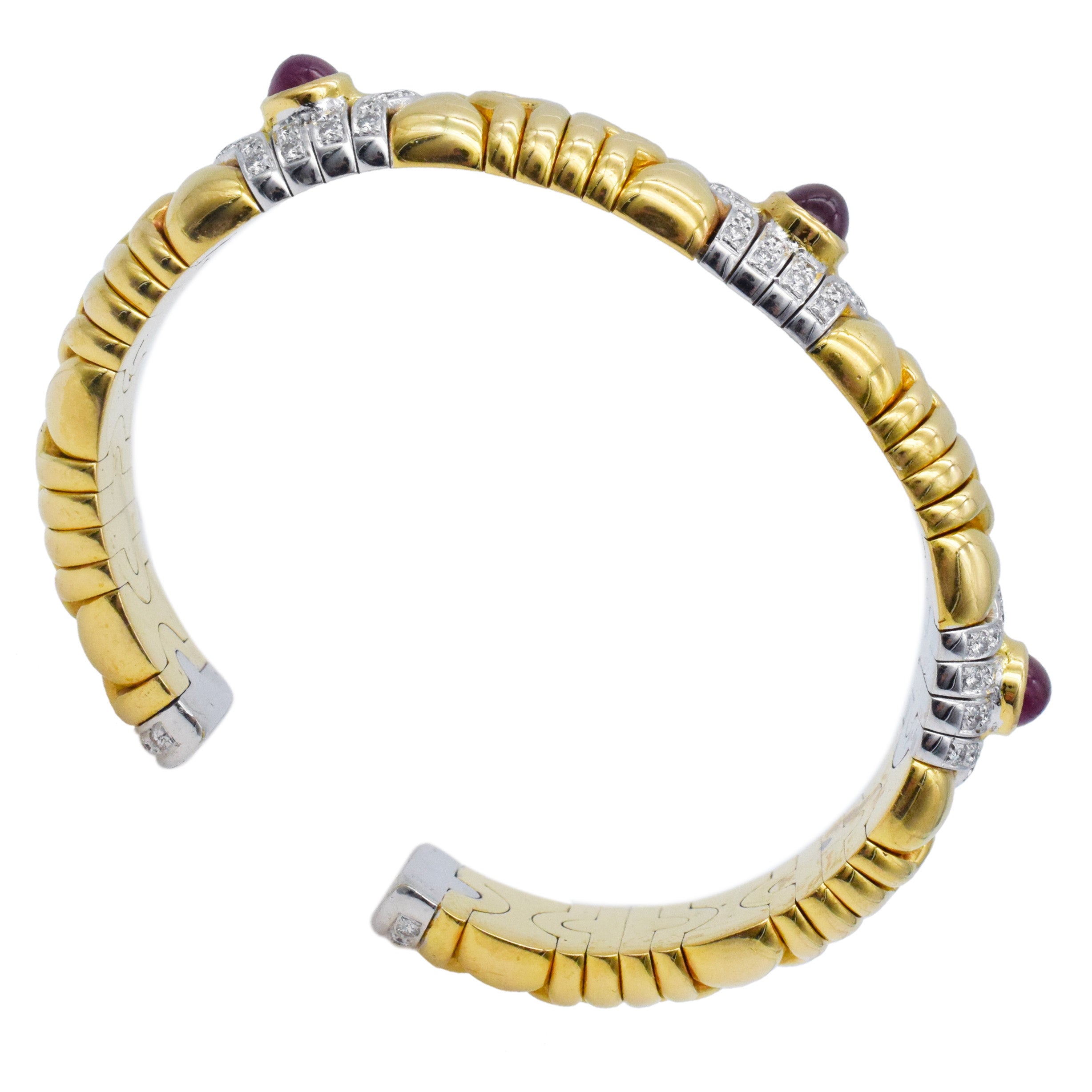 Ruby And Diamond Cuff Bracelet In 18k Two Tone Gold