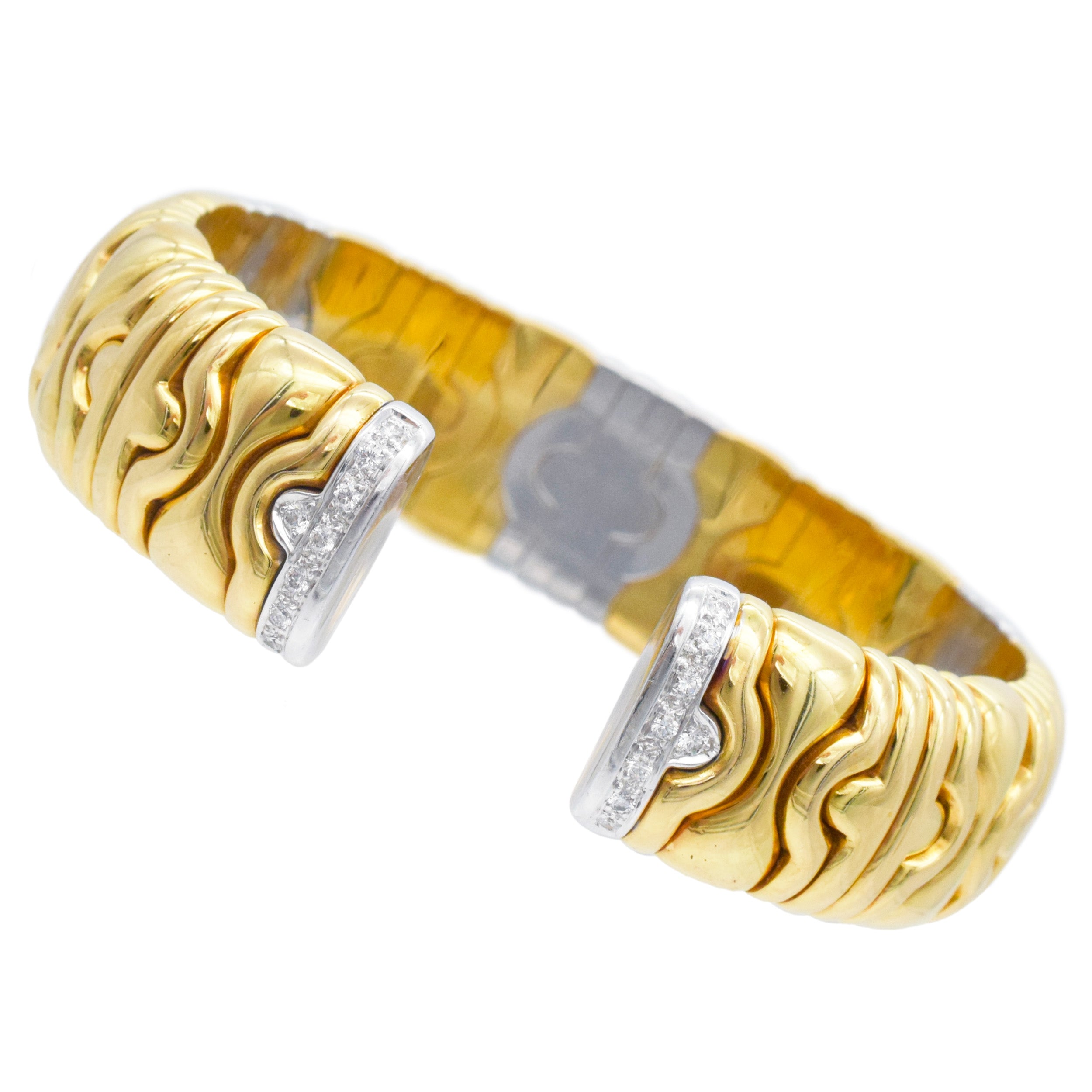 Ruby And Diamond Cuff Bracelet In 18k Two Tone Gold