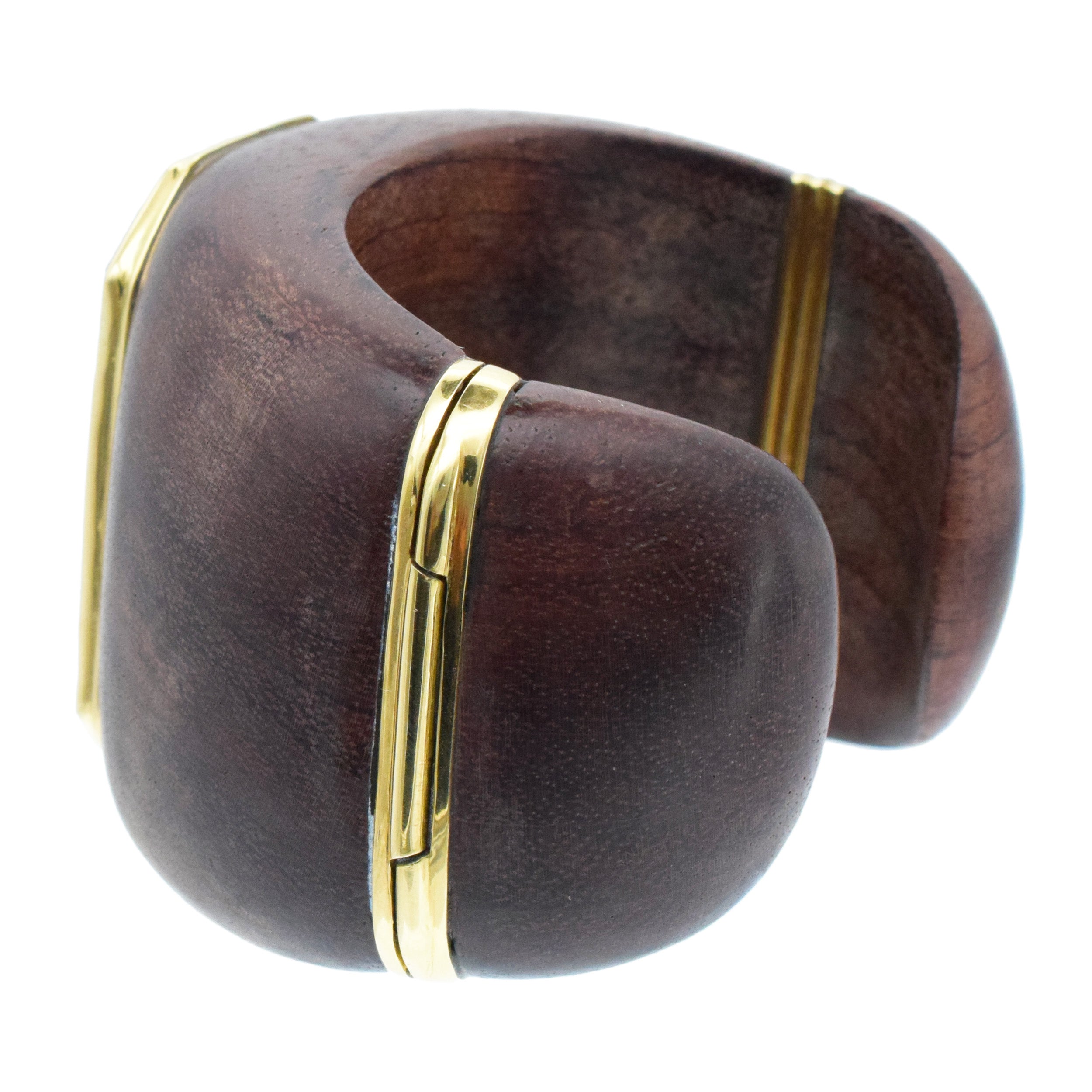 Citrine And 18k Yellow Gold, Wooden Wide Cuff Bracelet
