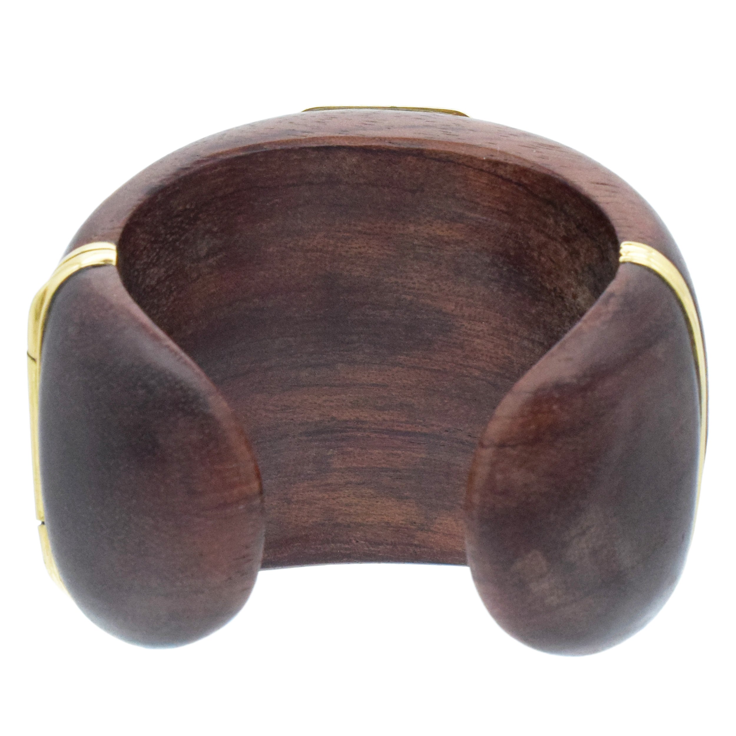 Citrine And 18k Yellow Gold, Wooden Wide Cuff Bracelet