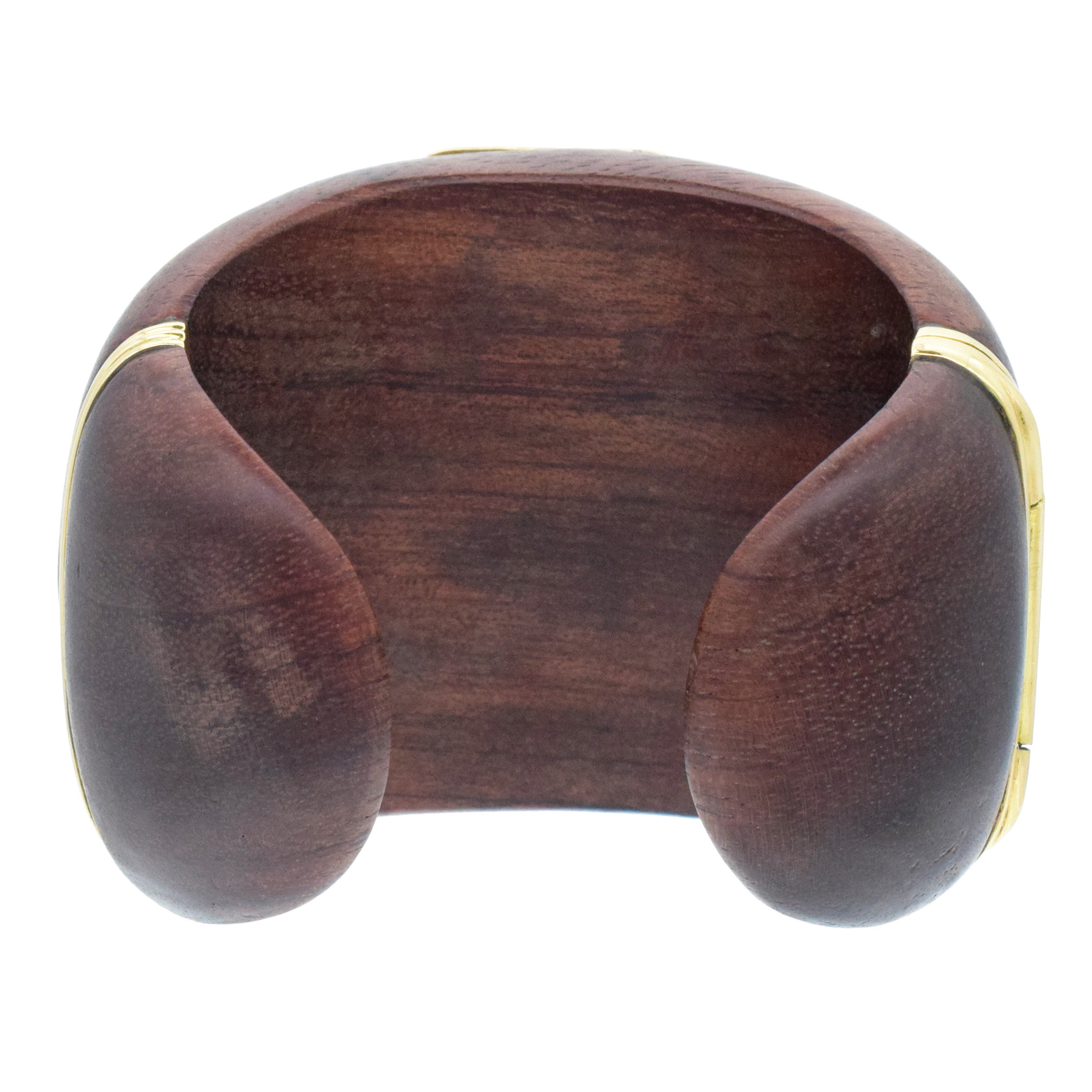 Citrine And 18k Yellow Gold, Wooden Wide Cuff Bracelet