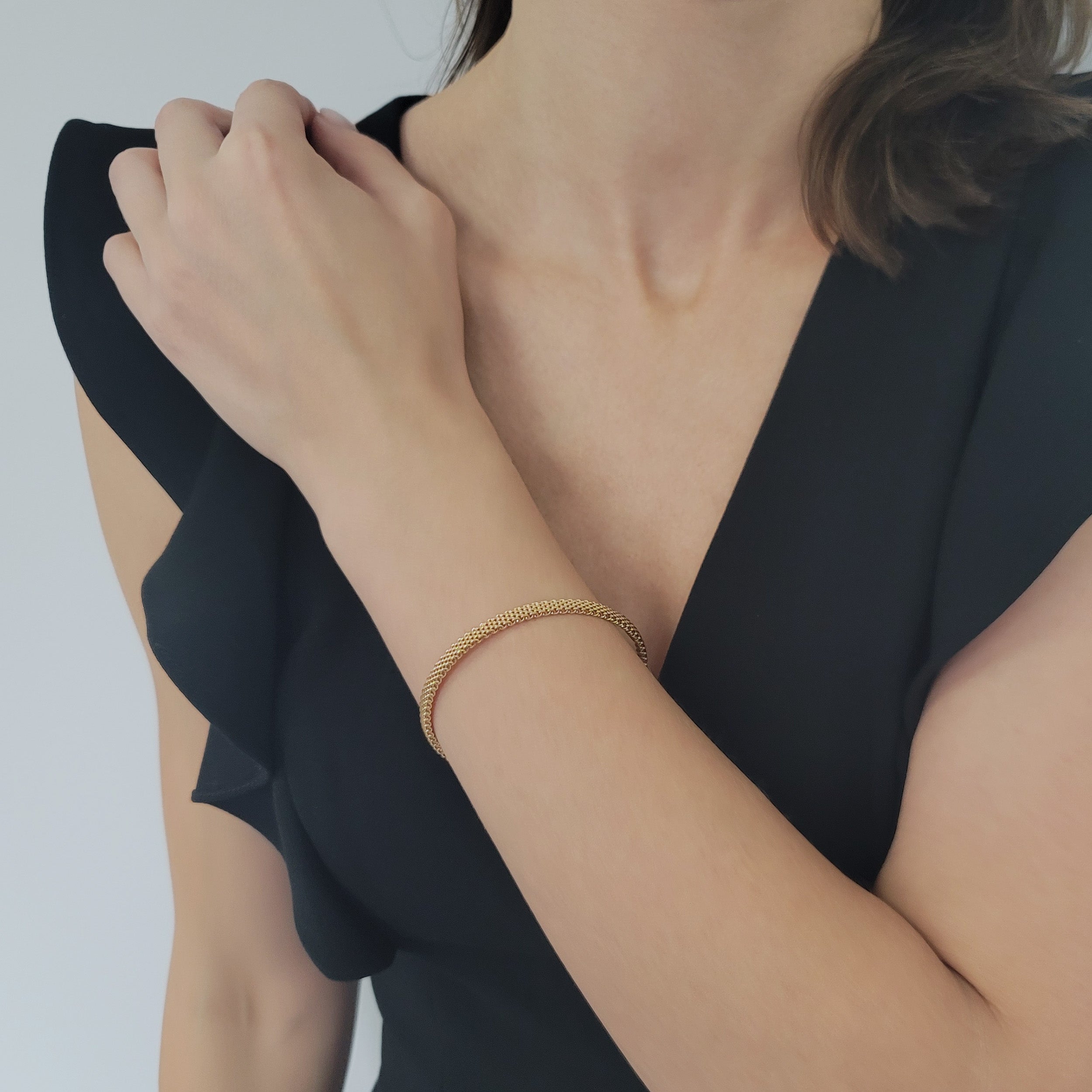 Tiffany&Co. 18k Rose Gold Woven Bangle Bracelet