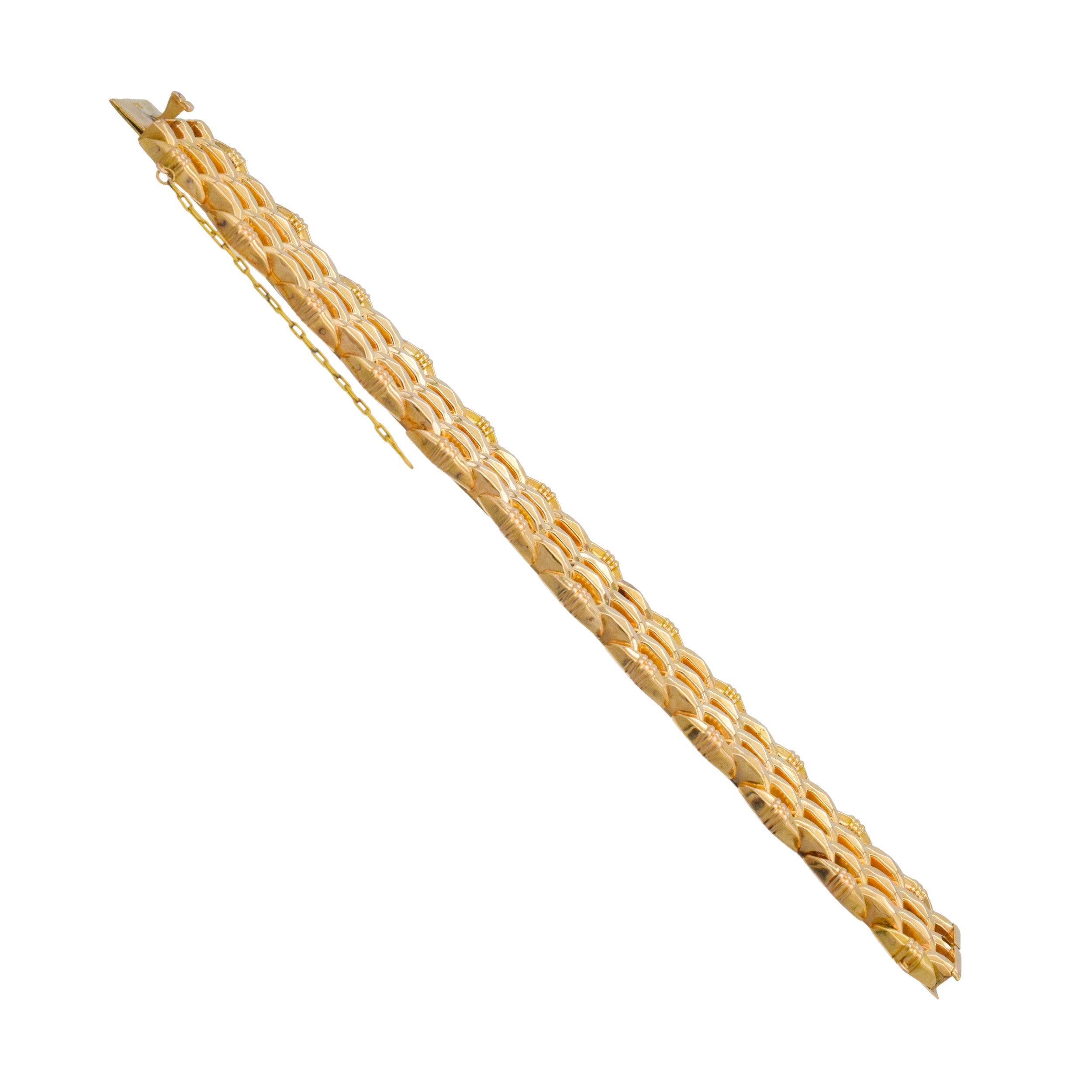 Art Deco 18k Rose Gold Wide Multi Row Bracelet