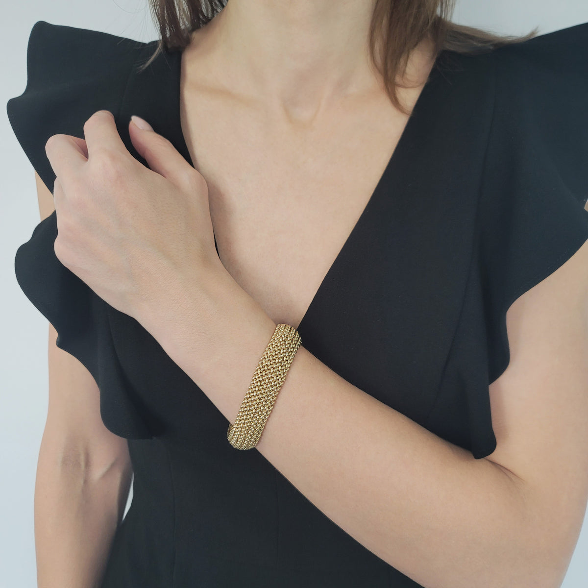 Tiffany & Co. Wide Woven Mesh Bracelet In 14k Yellow Gold