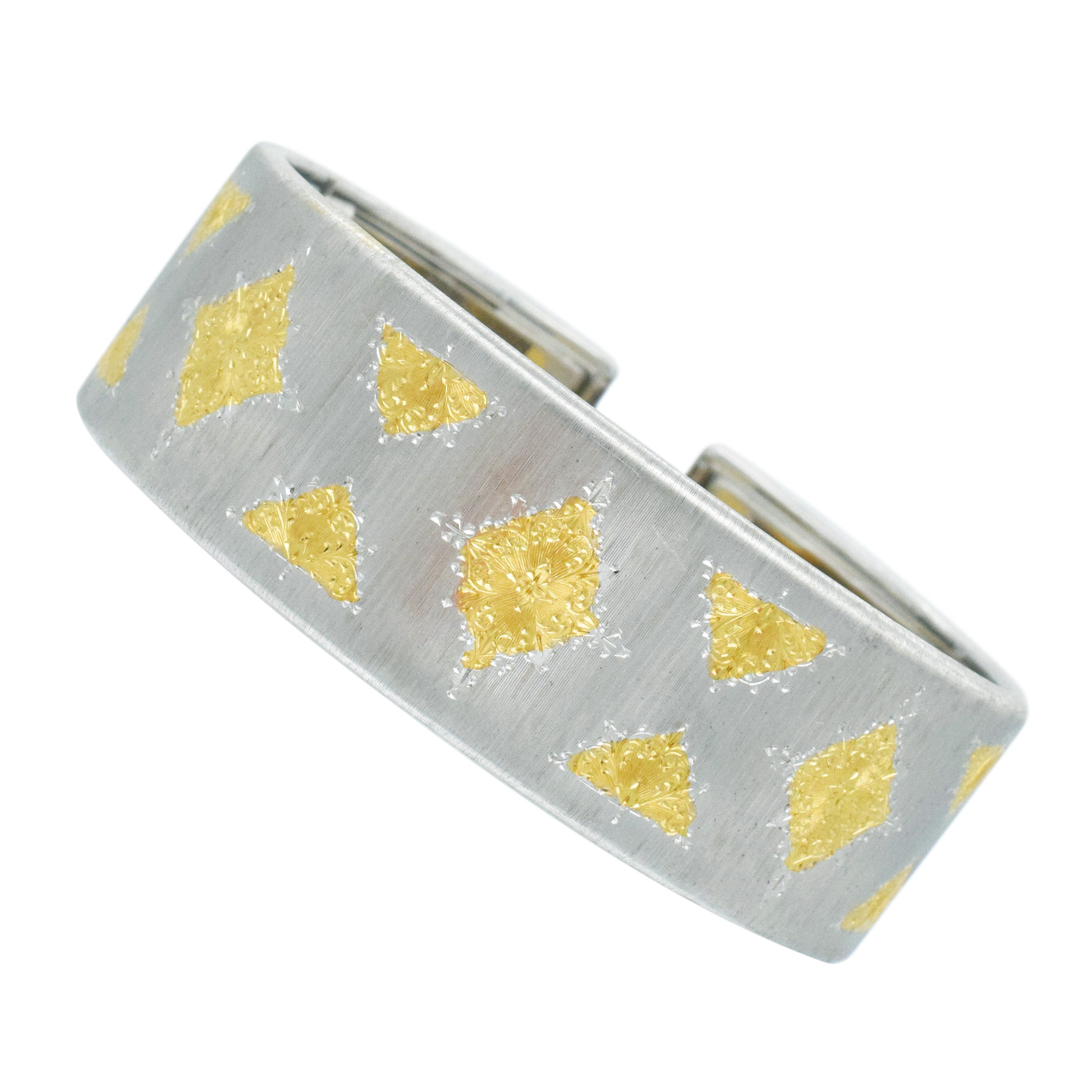 Brushed 18k Two Tone Gold Cuff Bracelet