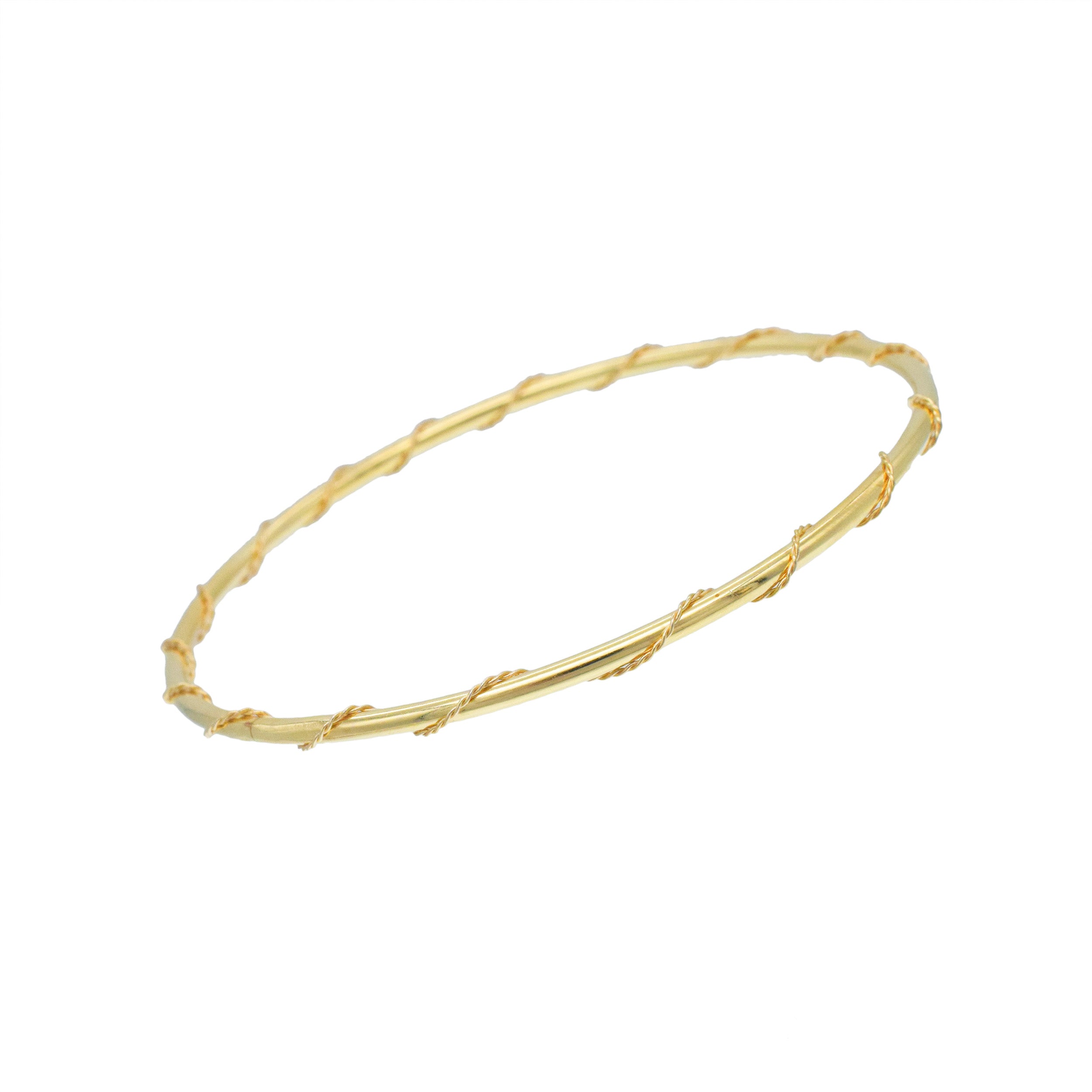 14k Yellow Gold Twist Wire Bangle Bracelet